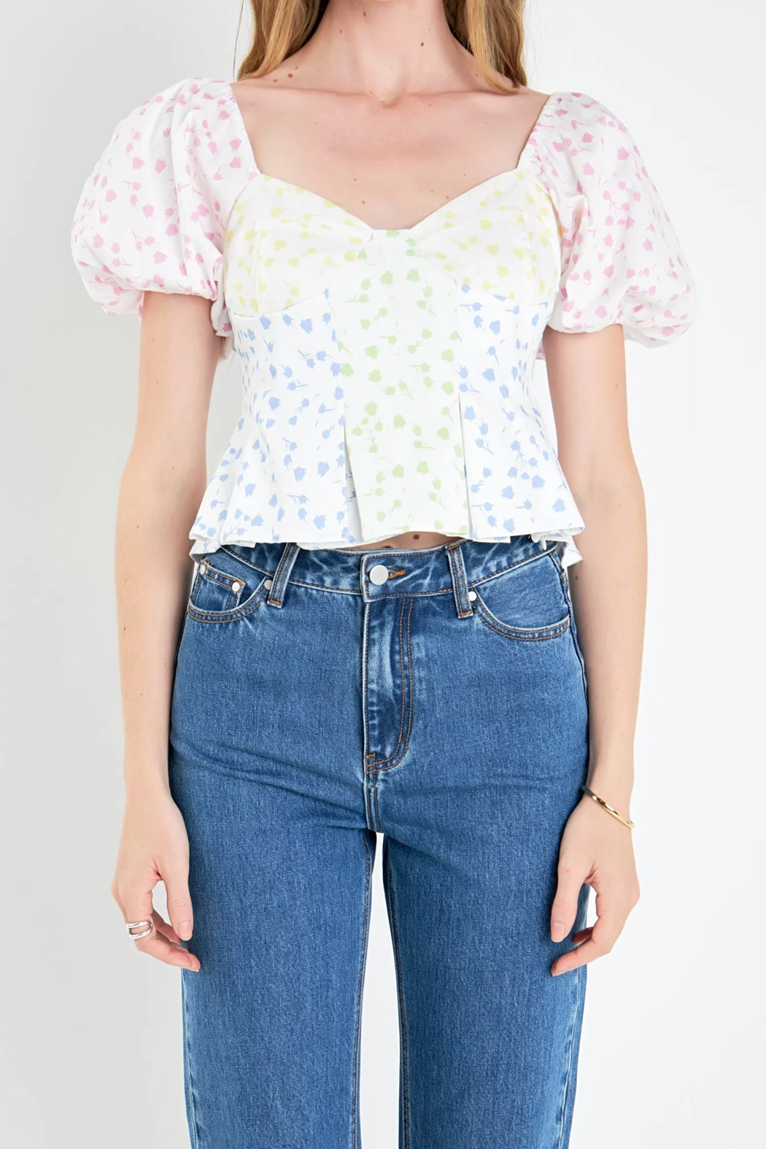 New Floral Print Top Tops