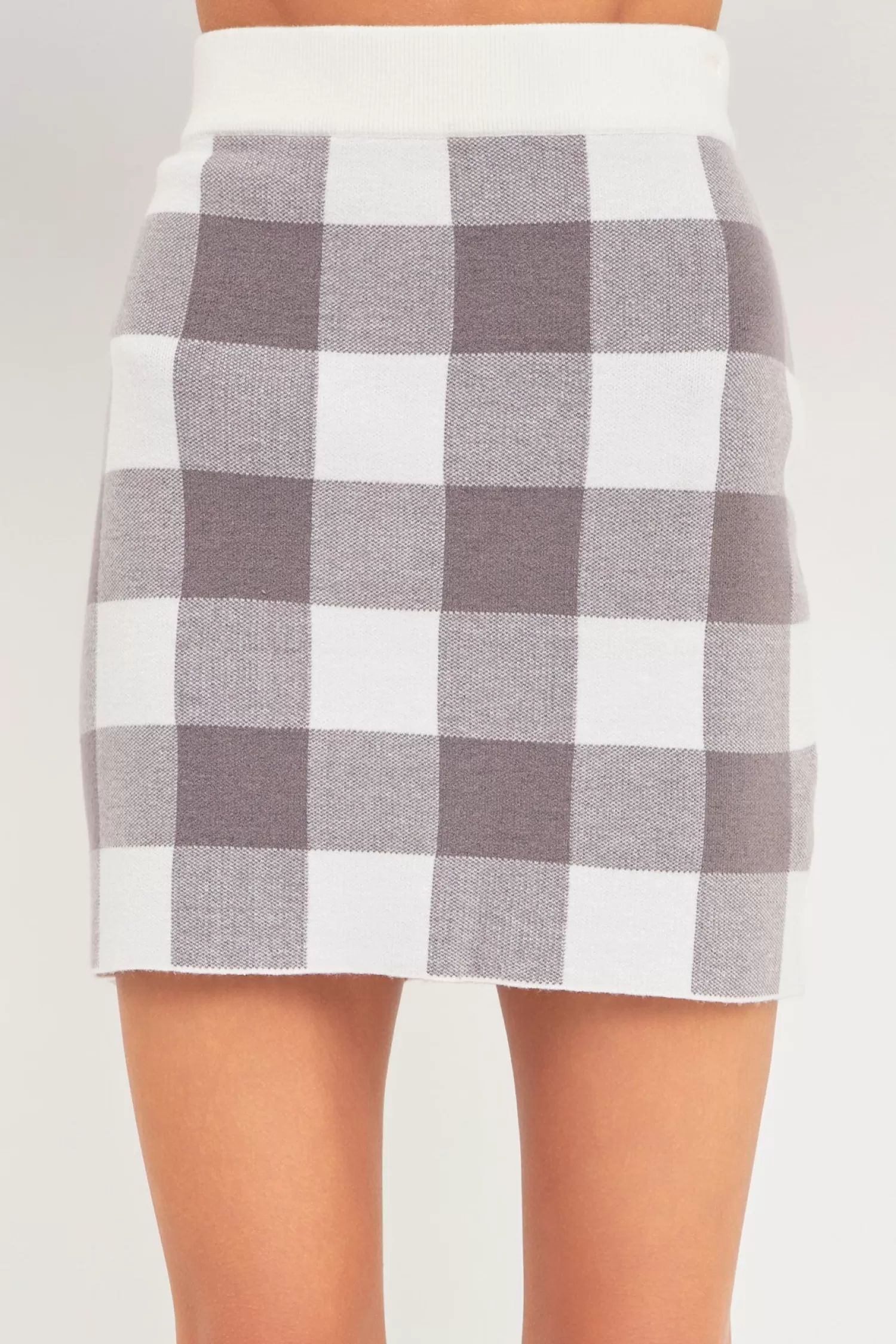 Cheap Gingham Knit Mini Skirt Date-Night Ready | Skirts