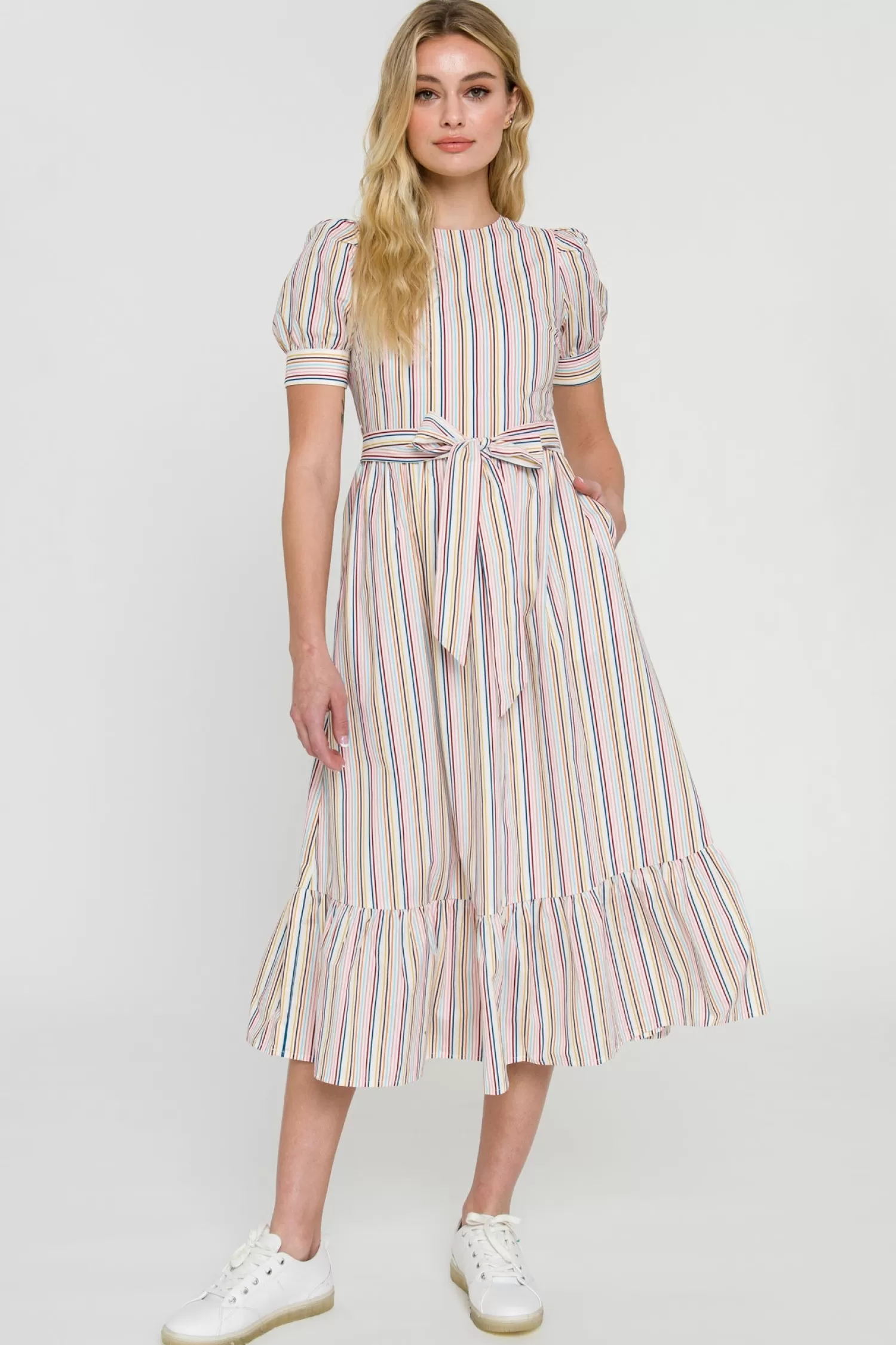 Store Stripe Bow Tie Midi Dress Midi Dresses | Lounge & Casual