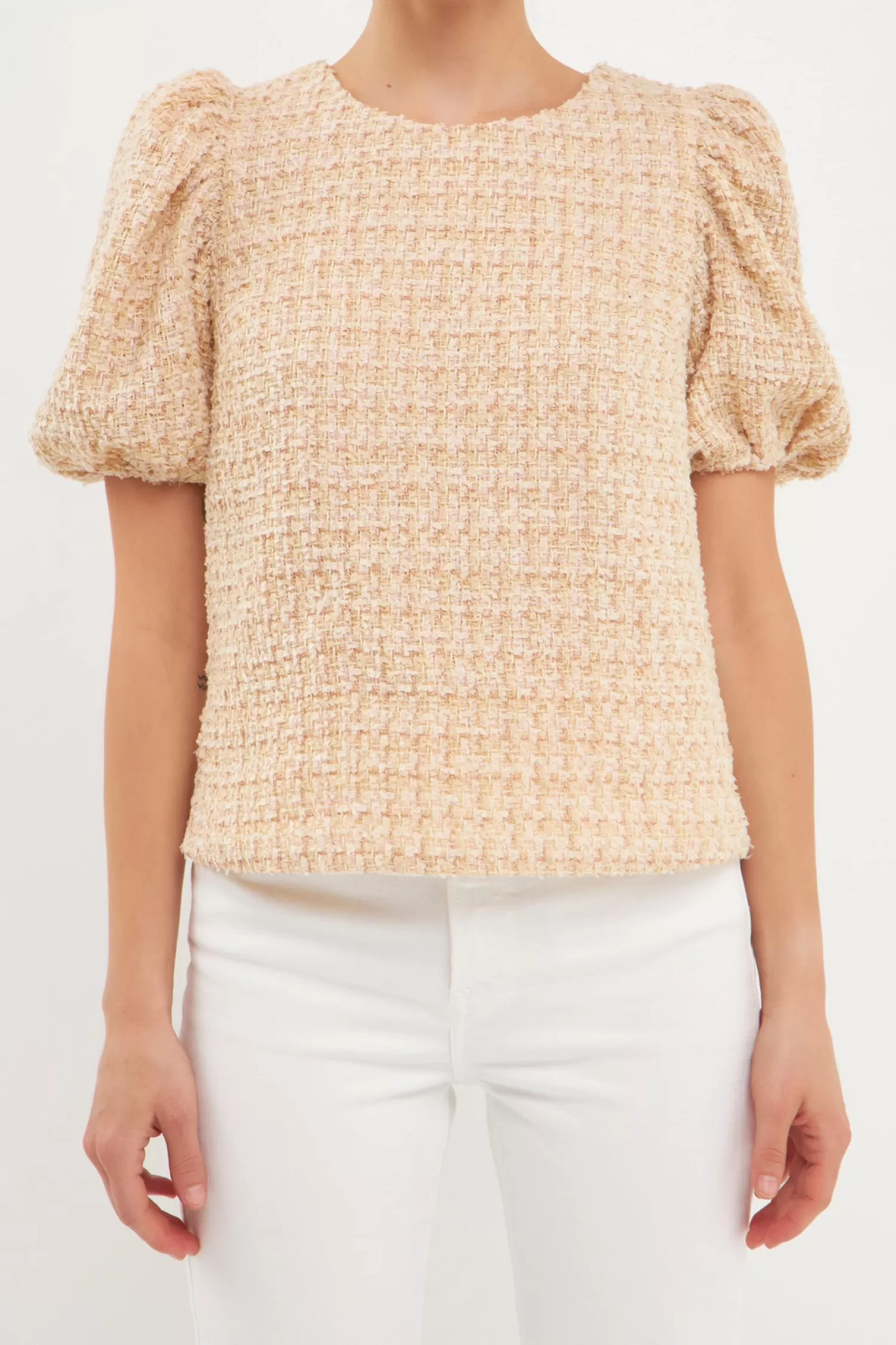 Best Multi Tweed Top Best Sellers | Puff Sleeve Perfection