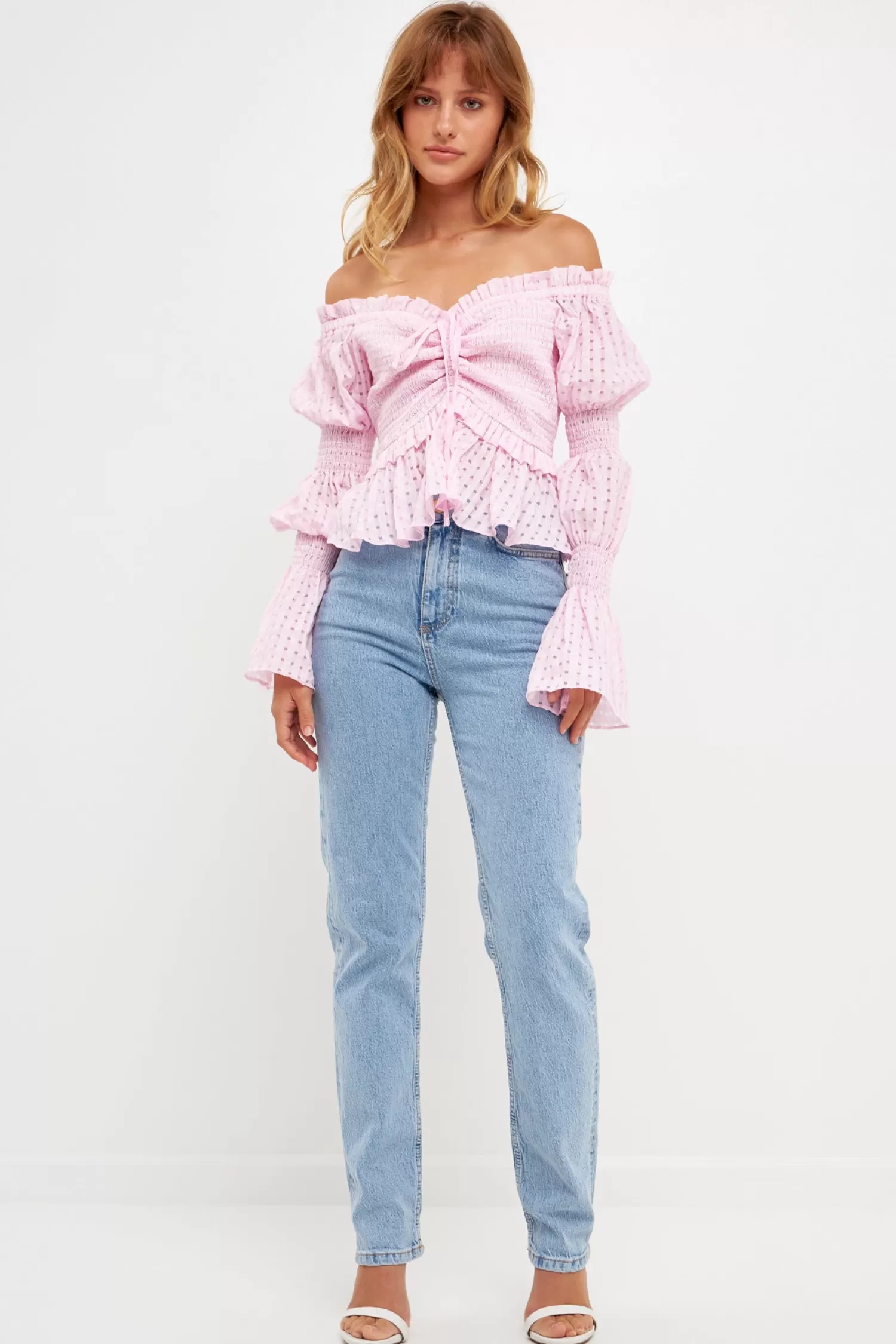 Outlet Off the Shoulder Smocked Top Tops