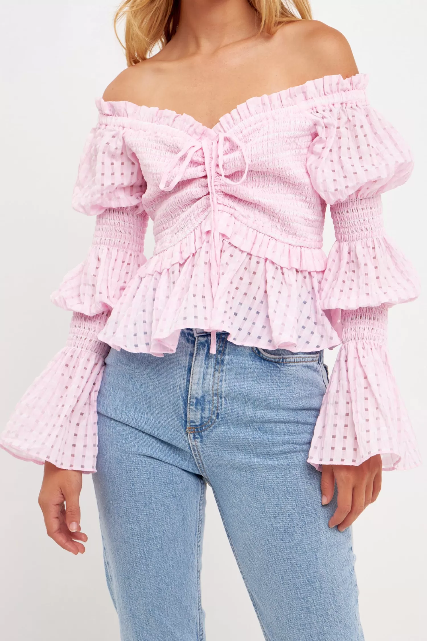 Outlet Off the Shoulder Smocked Top Tops