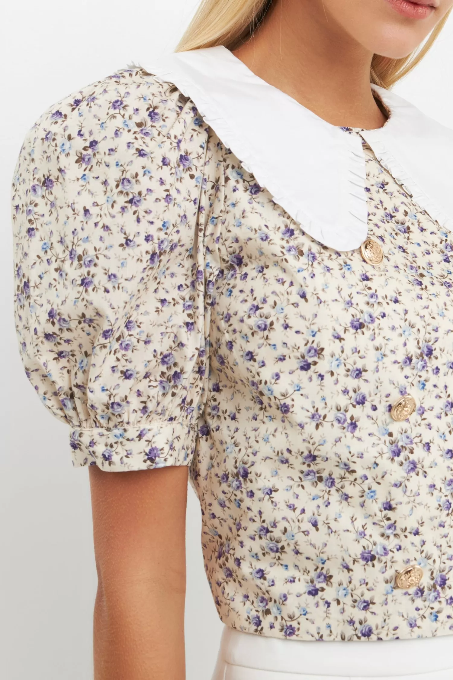 Best Oversized Collar Floral Top Puff Sleeve Perfection | Tops