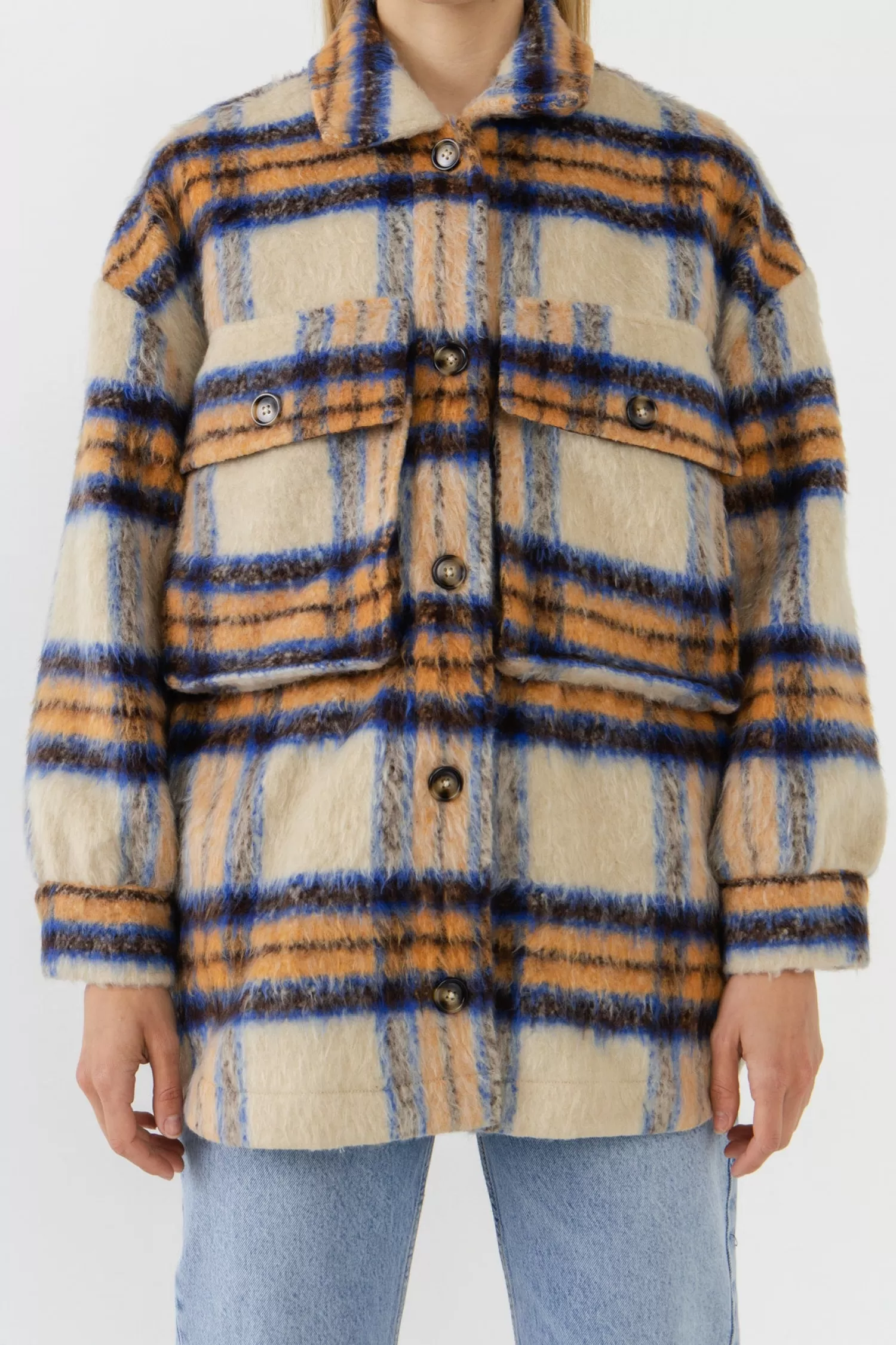 Shop Oversized Plaid Shacket with Pockets Jackets & Coats