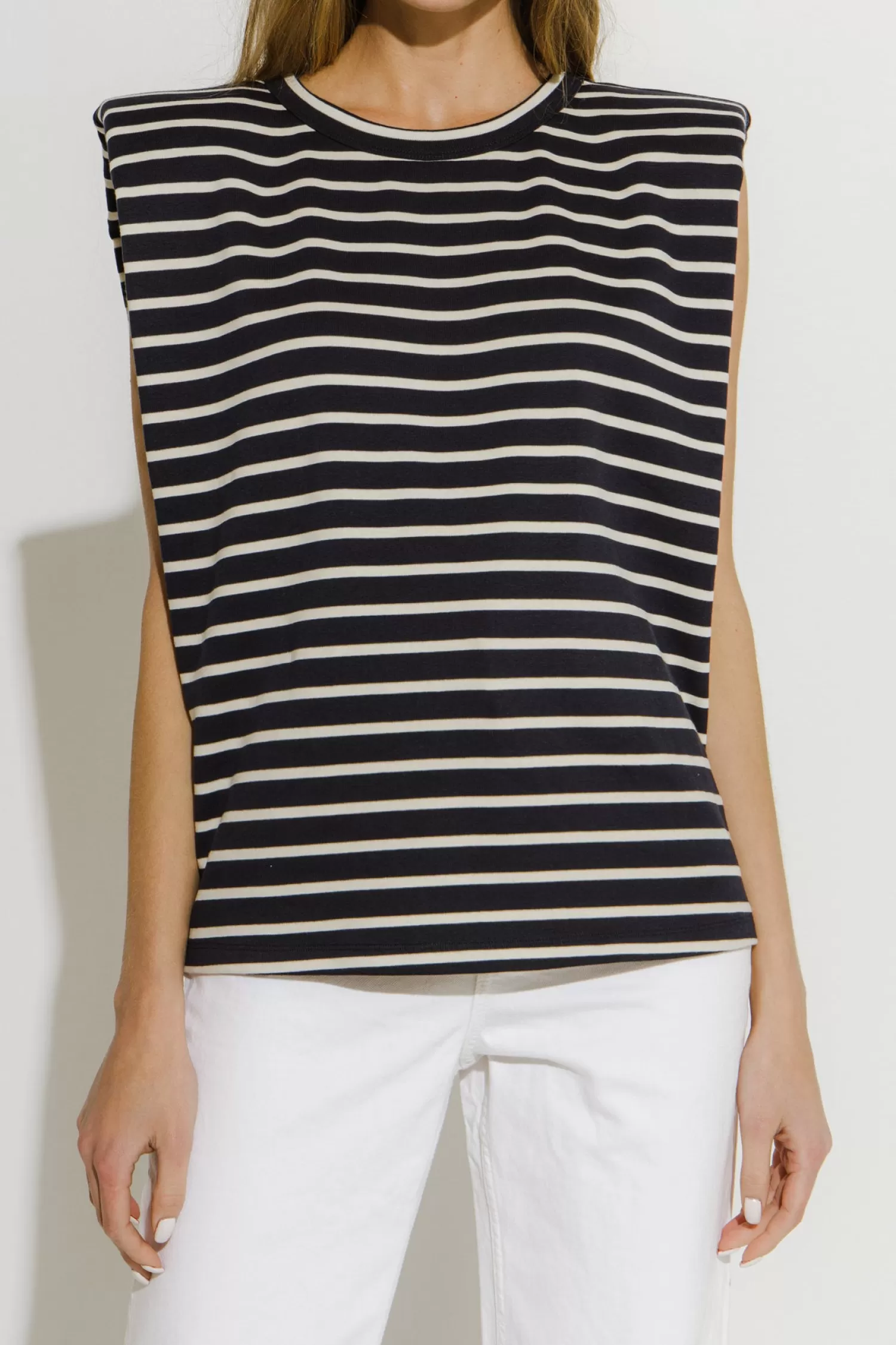 Sale Padded Shoulder Stripe T-Shirt Stripe Wonders | Tops