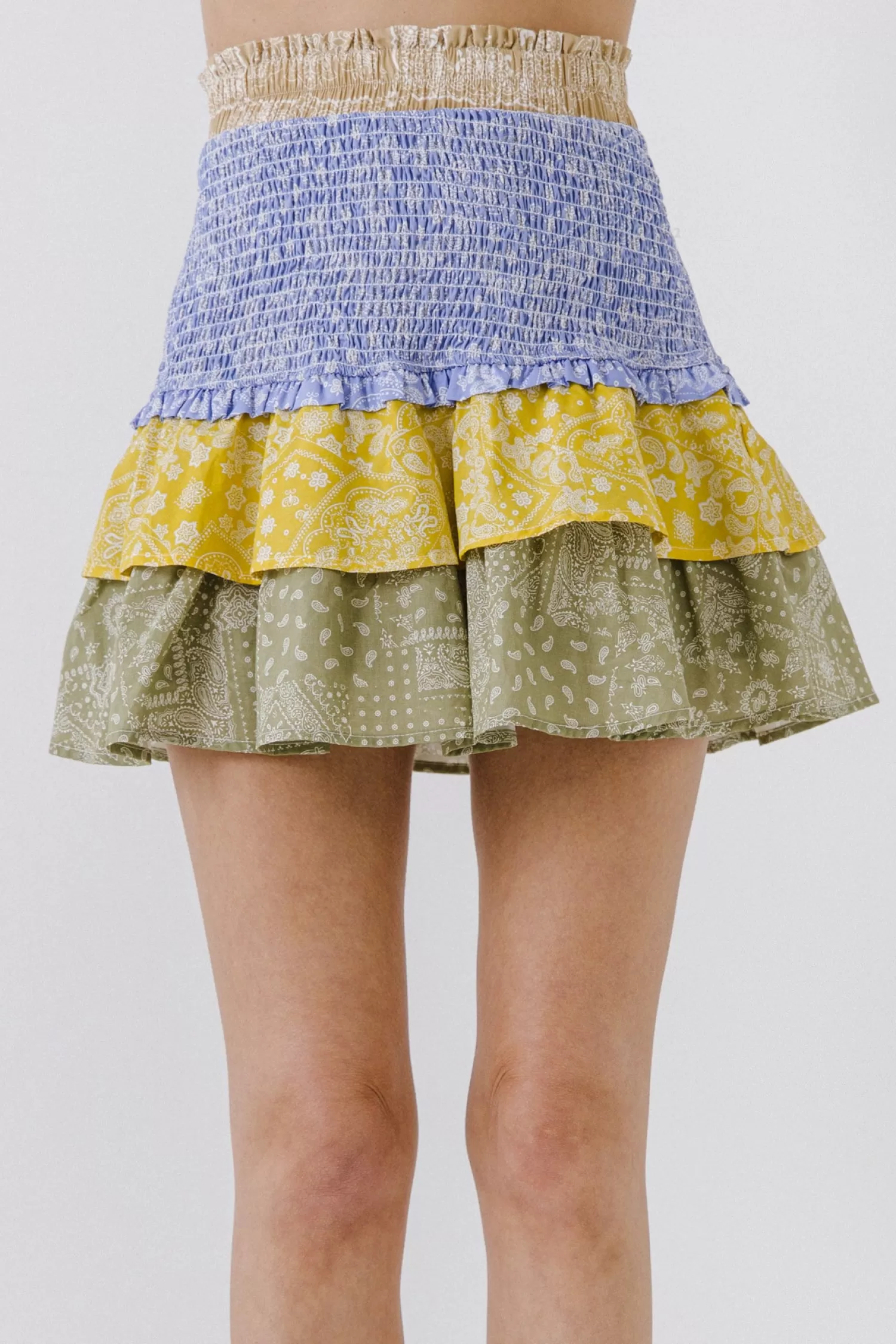 New Paisley Colorblock Ruffled Mini Skirt Mini Dresses | Frills And Thrills