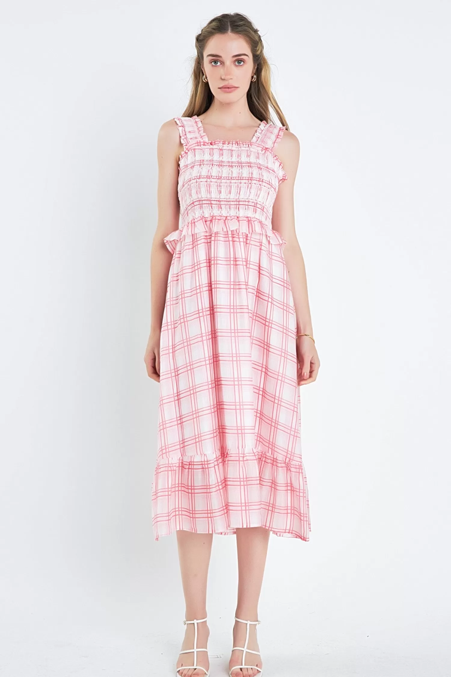 Clearance Plaid Ruffled Midi Dress Date Night Dreams | Midi Dresses