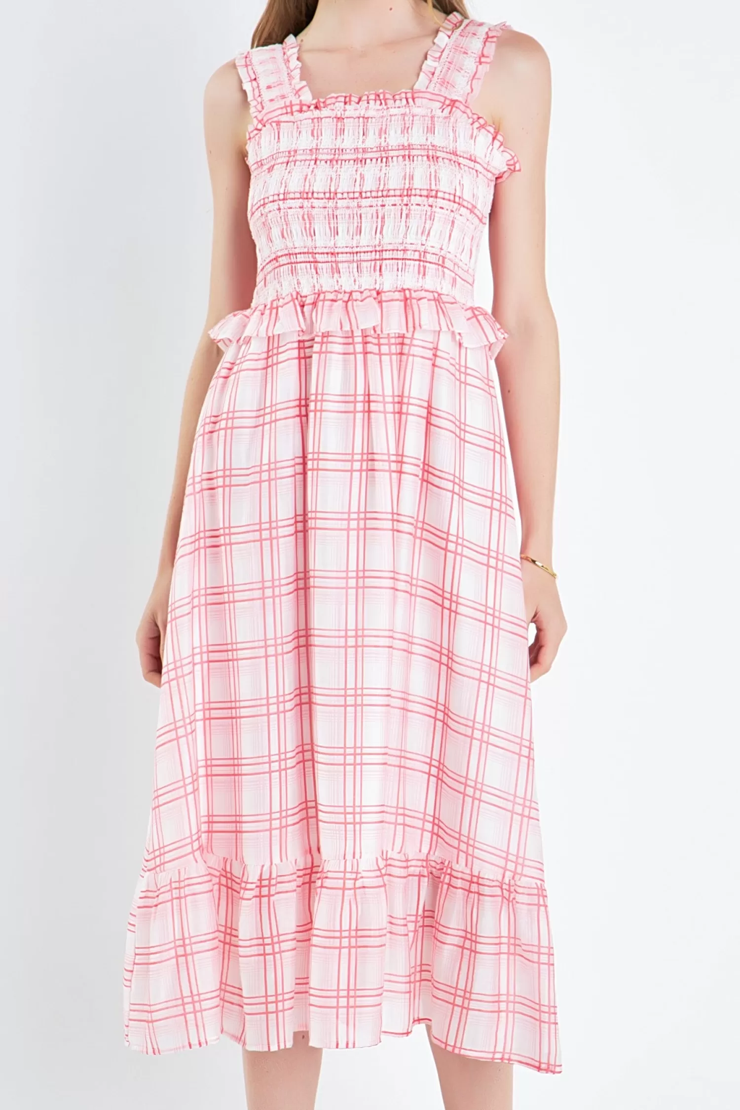 Clearance Plaid Ruffled Midi Dress Date Night Dreams | Midi Dresses