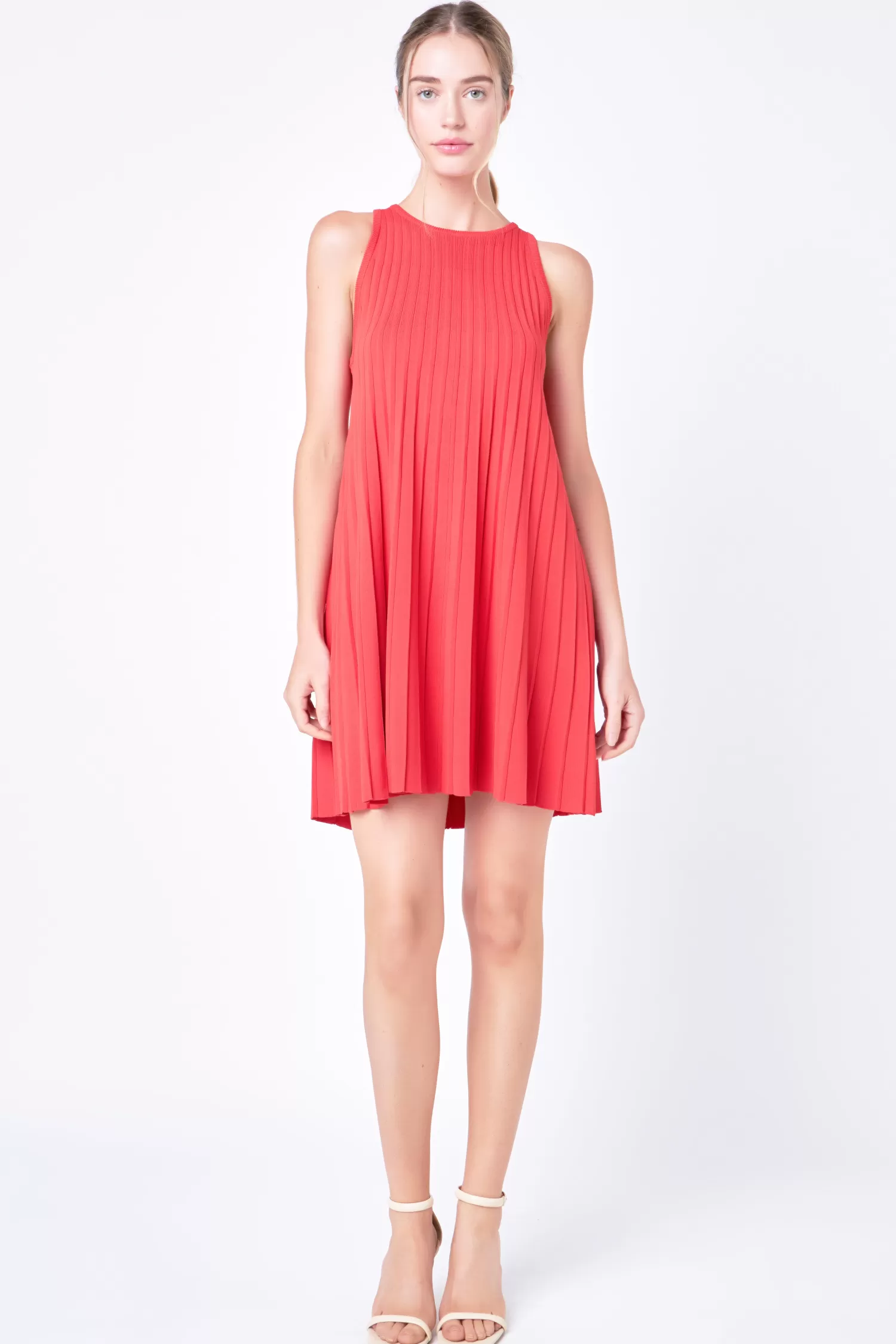 New Pleated A-line Knit Mini Dress in Dresses