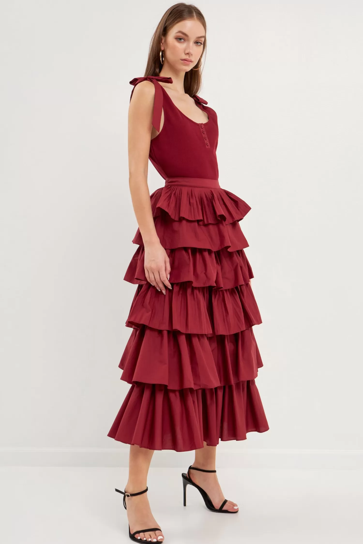 Sale Pleated Combo Maxi Poplin Skirt Best Sellers | Frills And Thrills