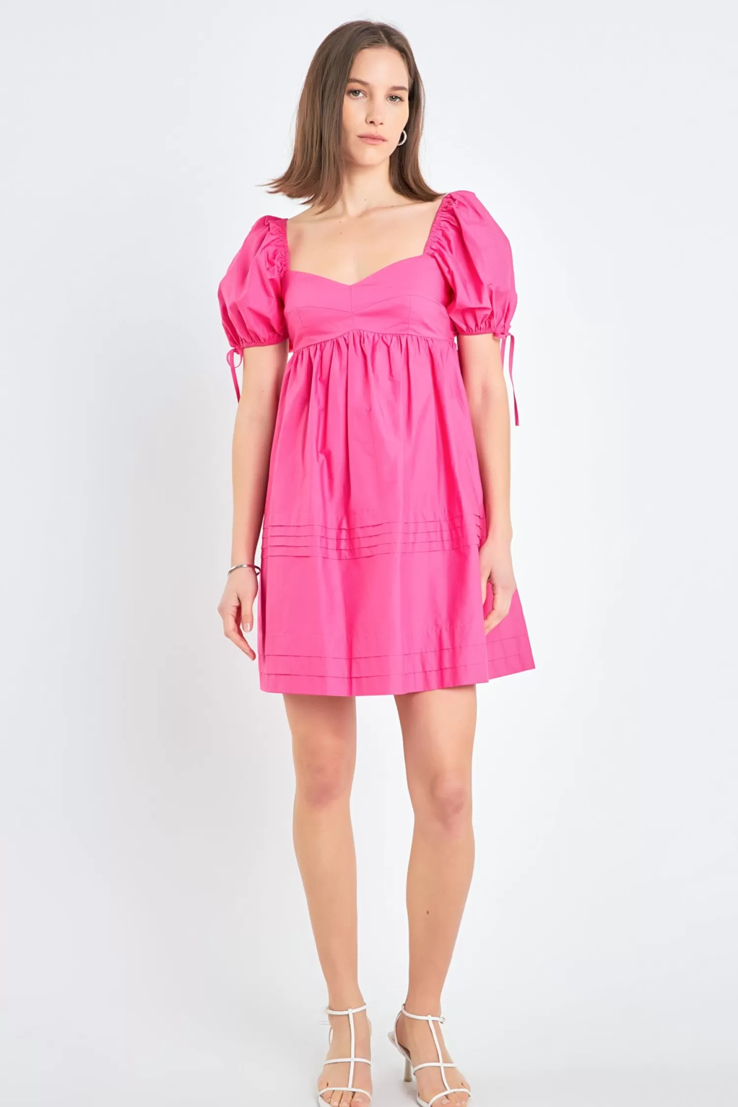 Shop Pleated Detail Puff Sleeve Mini Dress Mini Dresses | Dresses