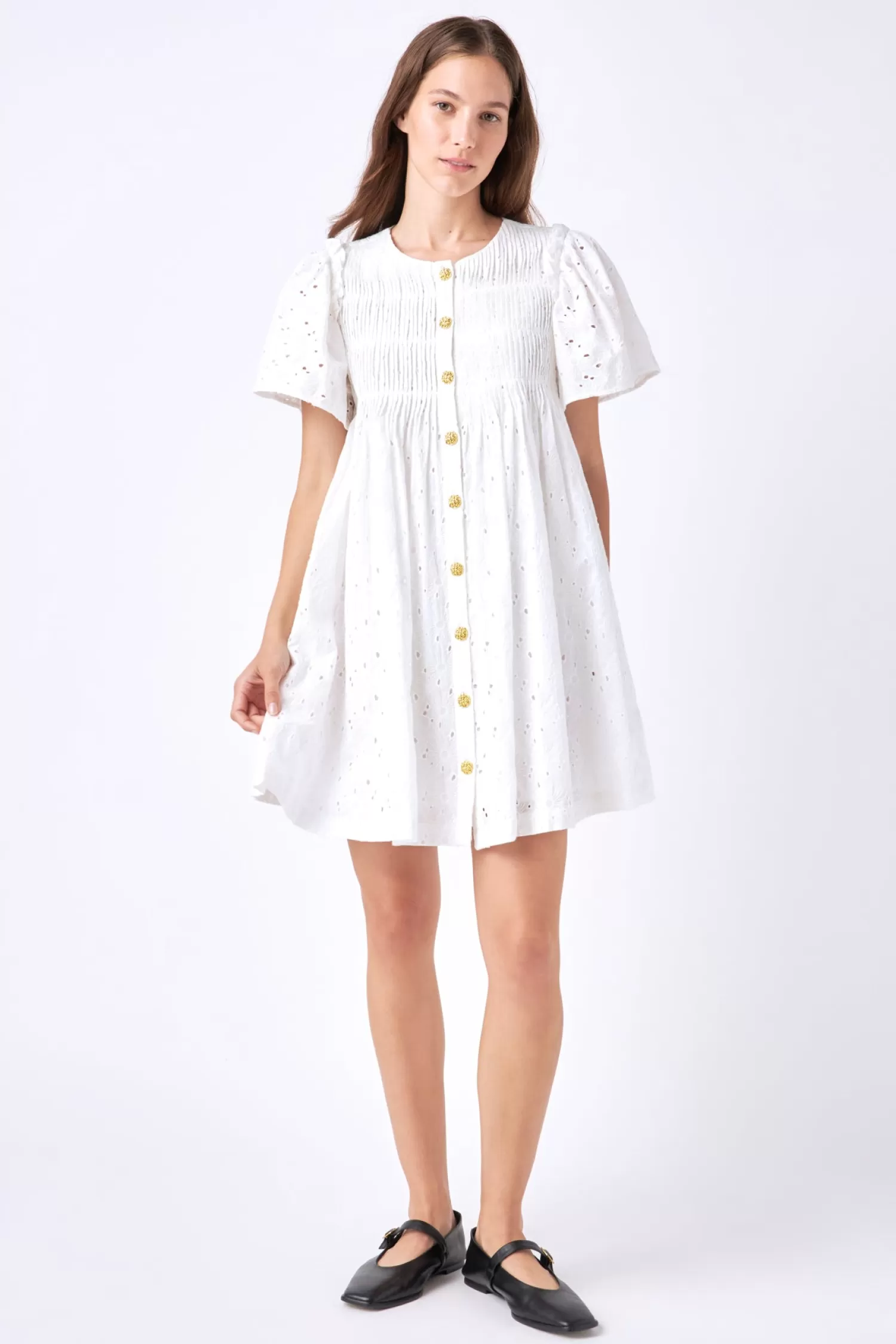 New Pleated Eyelet Mini Dress Date Night Dreams | Bridal Shower Glam