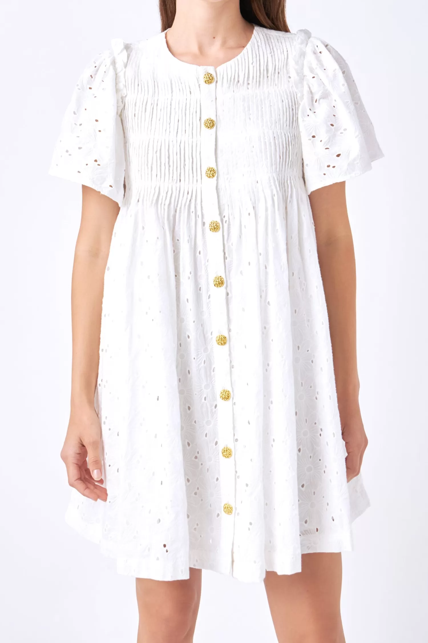 New Pleated Eyelet Mini Dress Date Night Dreams | Bridal Shower Glam