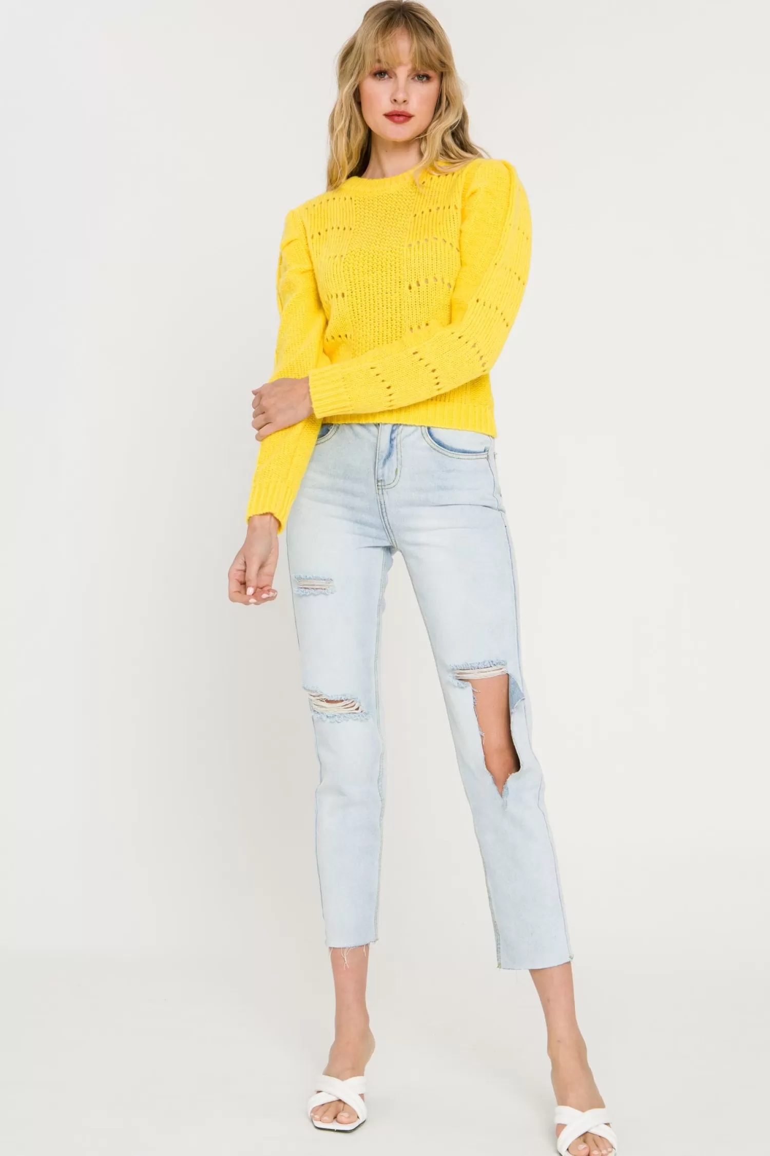 Outlet Pleated Long Sleeve Sweater Sweaters & Knits | Sweater Season