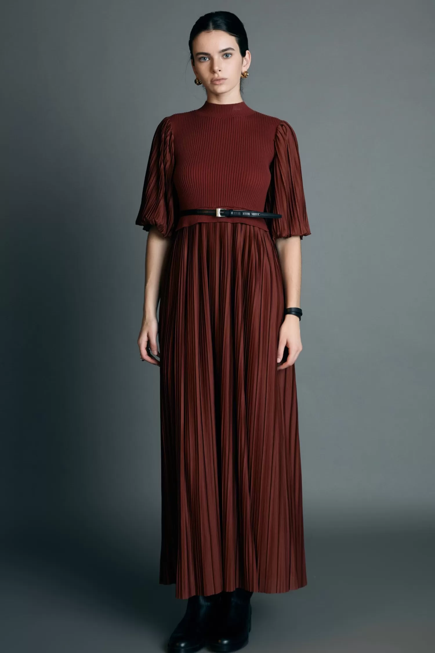 Flash Sale Pleated Mix Media Maxi Dress Dresses