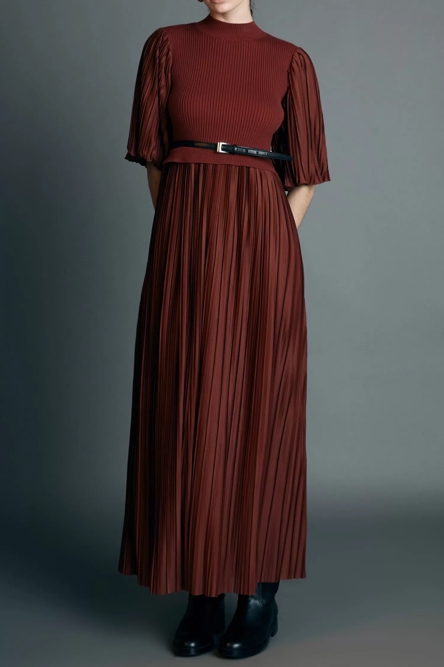 Flash Sale Pleated Mix Media Maxi Dress Dresses