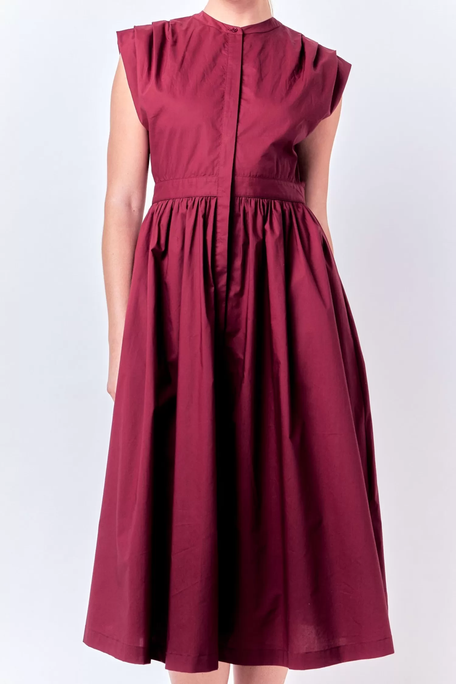 Sale Pleated Shoulder Midi Dress Office Chic | Special Occasion