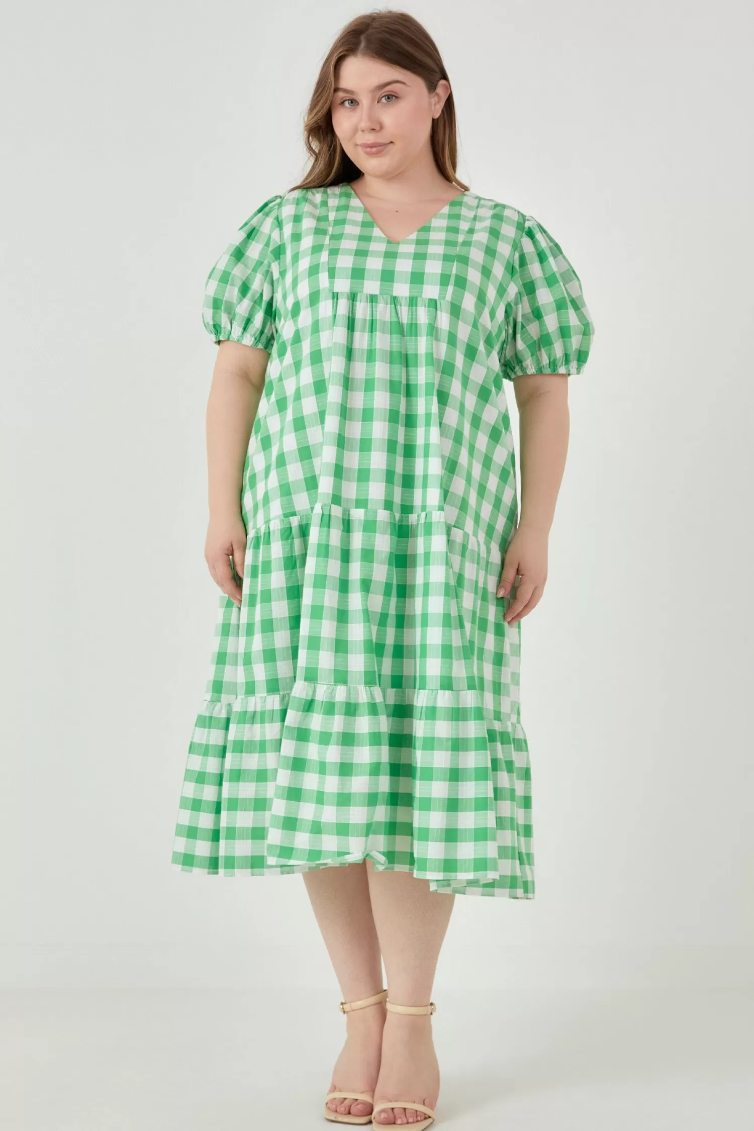 Flash Sale Plus Size Gingham Check Midi Dress Midi Dresses | Dresses