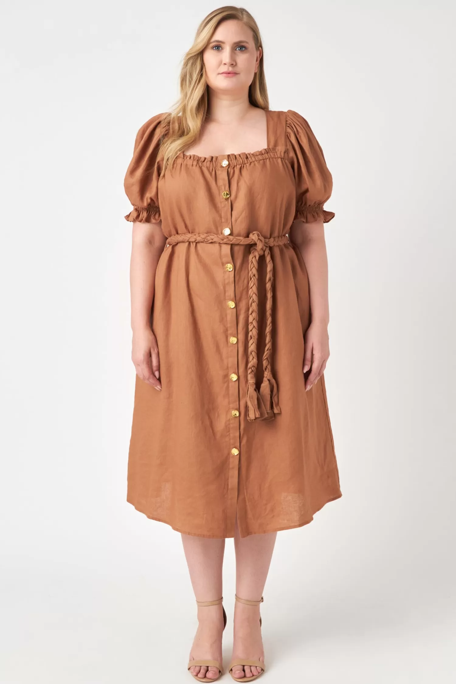 Cheap Plus Size Linen Dress with Tie Plus Size | Dresses