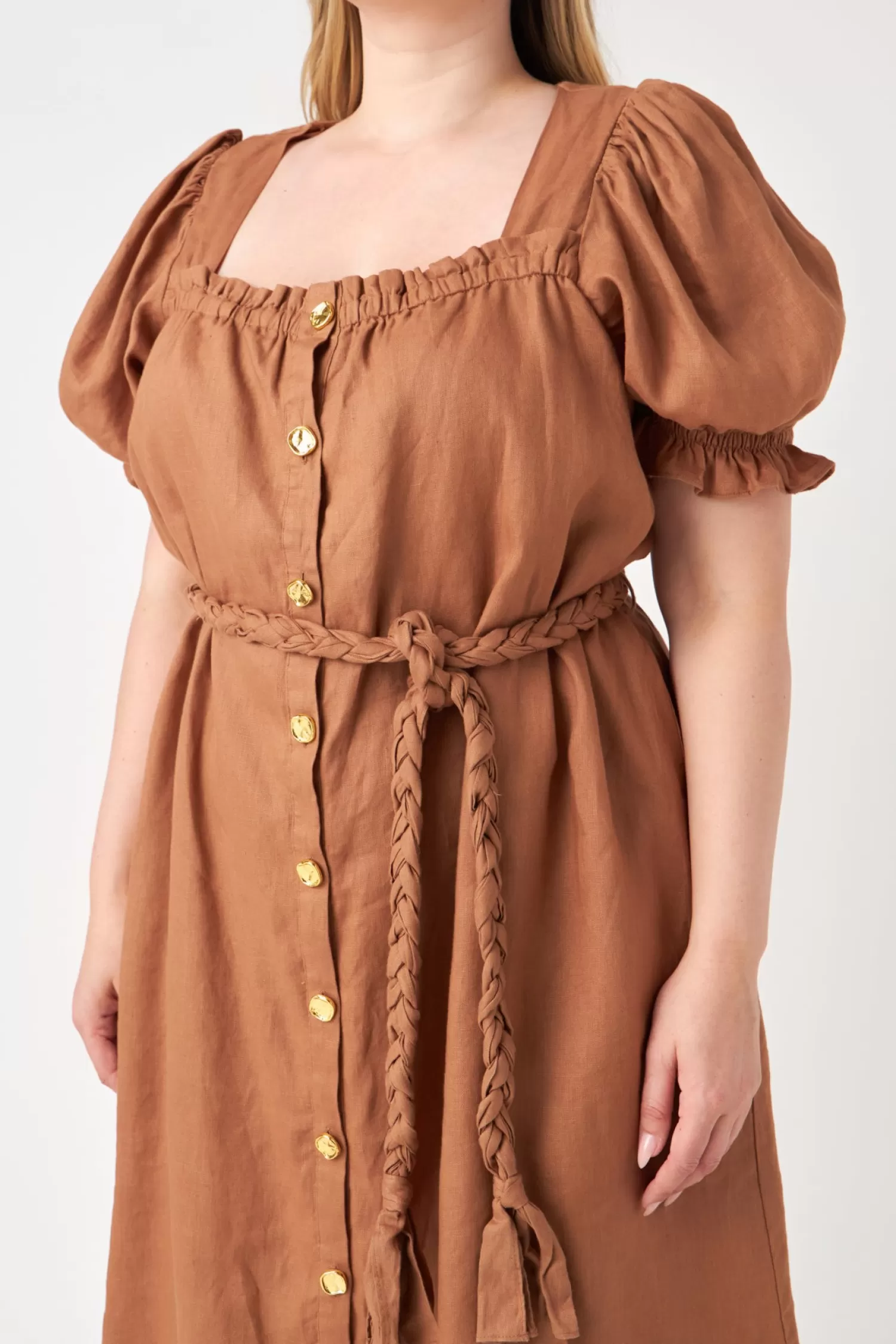 Cheap Plus Size Linen Dress with Tie Plus Size | Dresses