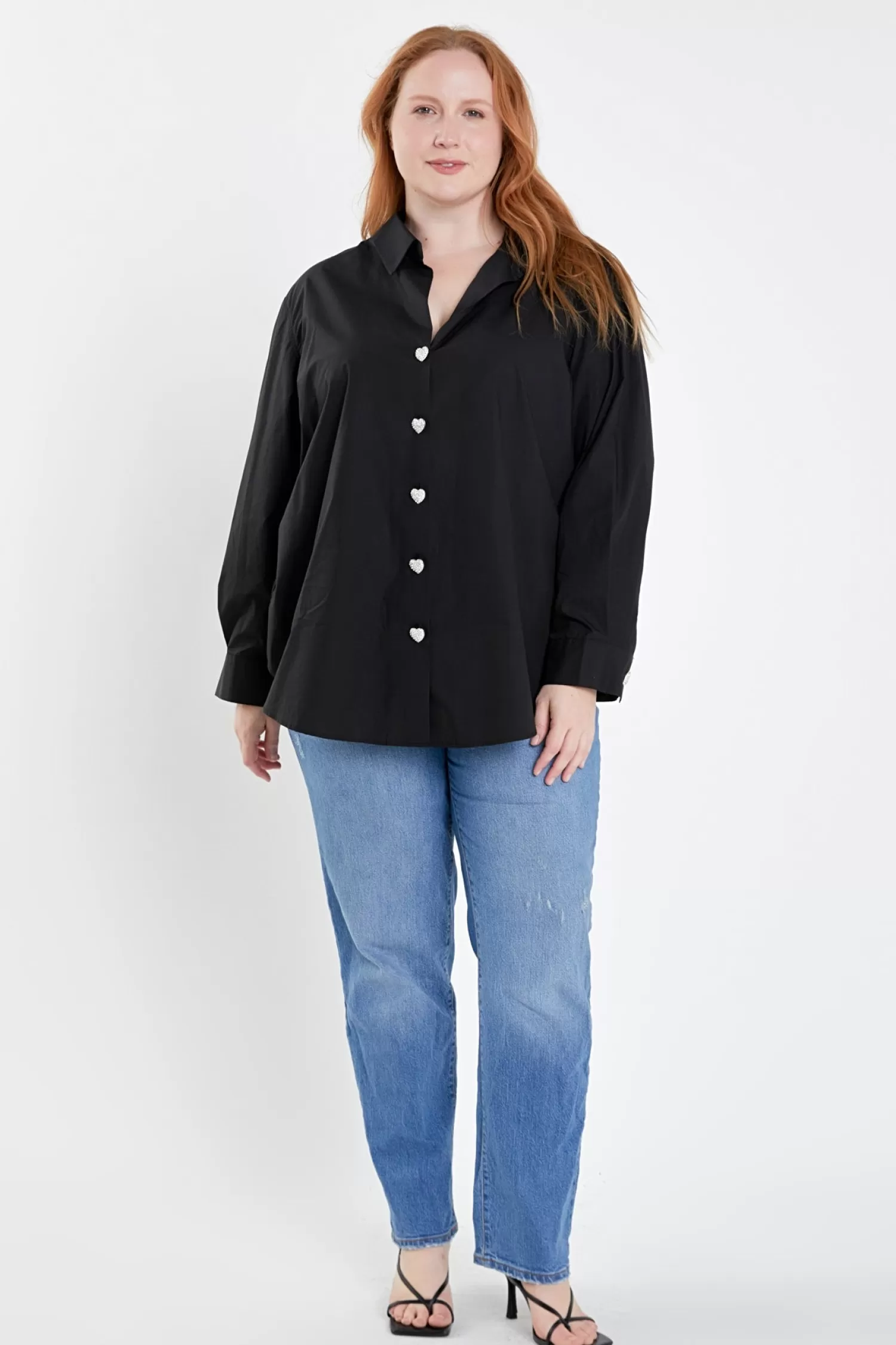 Discount Plus Size Oversize Collared Shirt Plus Size | Tops