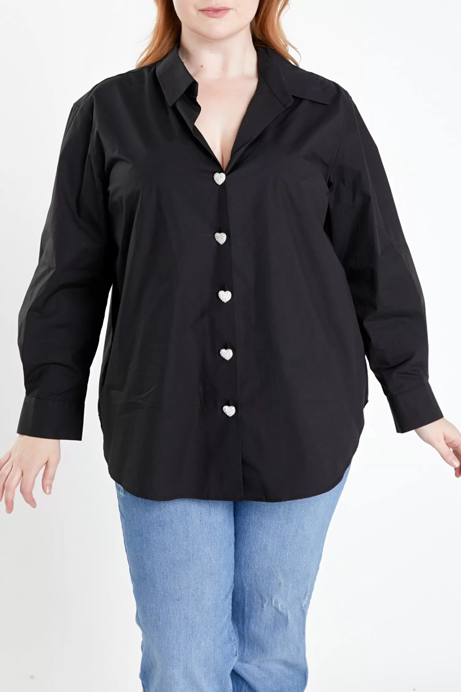 Discount Plus Size Oversize Collared Shirt Plus Size | Tops