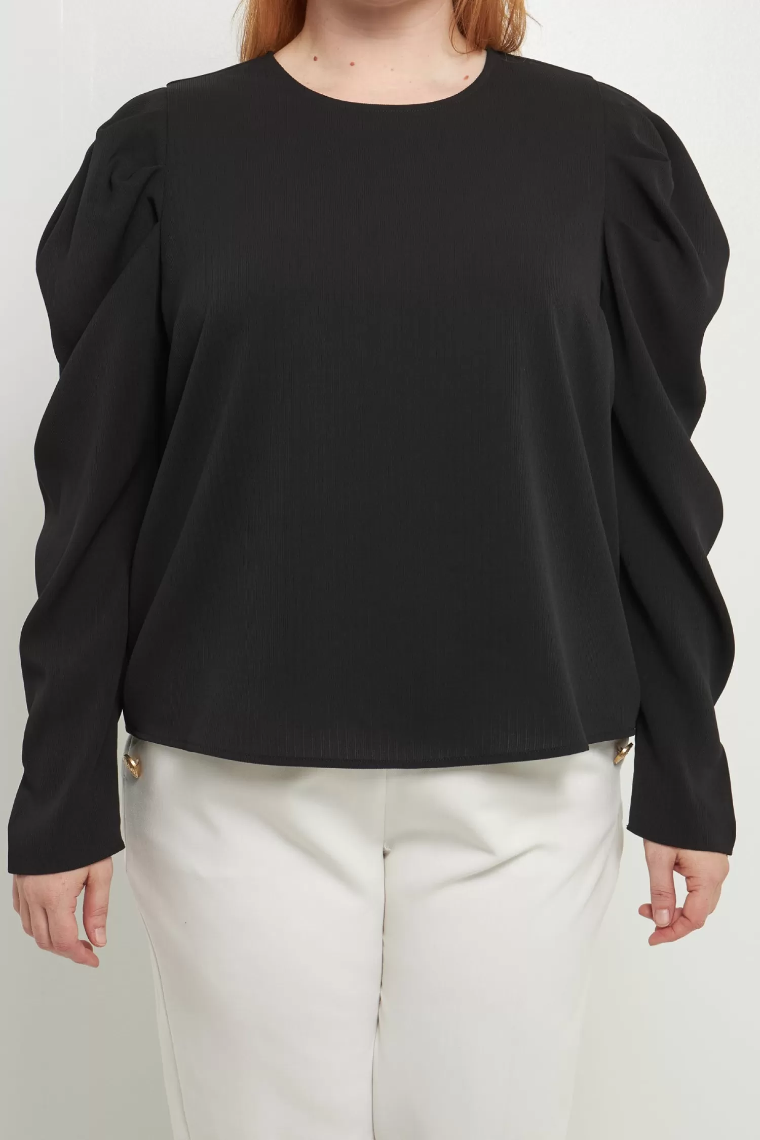 Hot Plus Size Puff Long Sleeve Top Tops