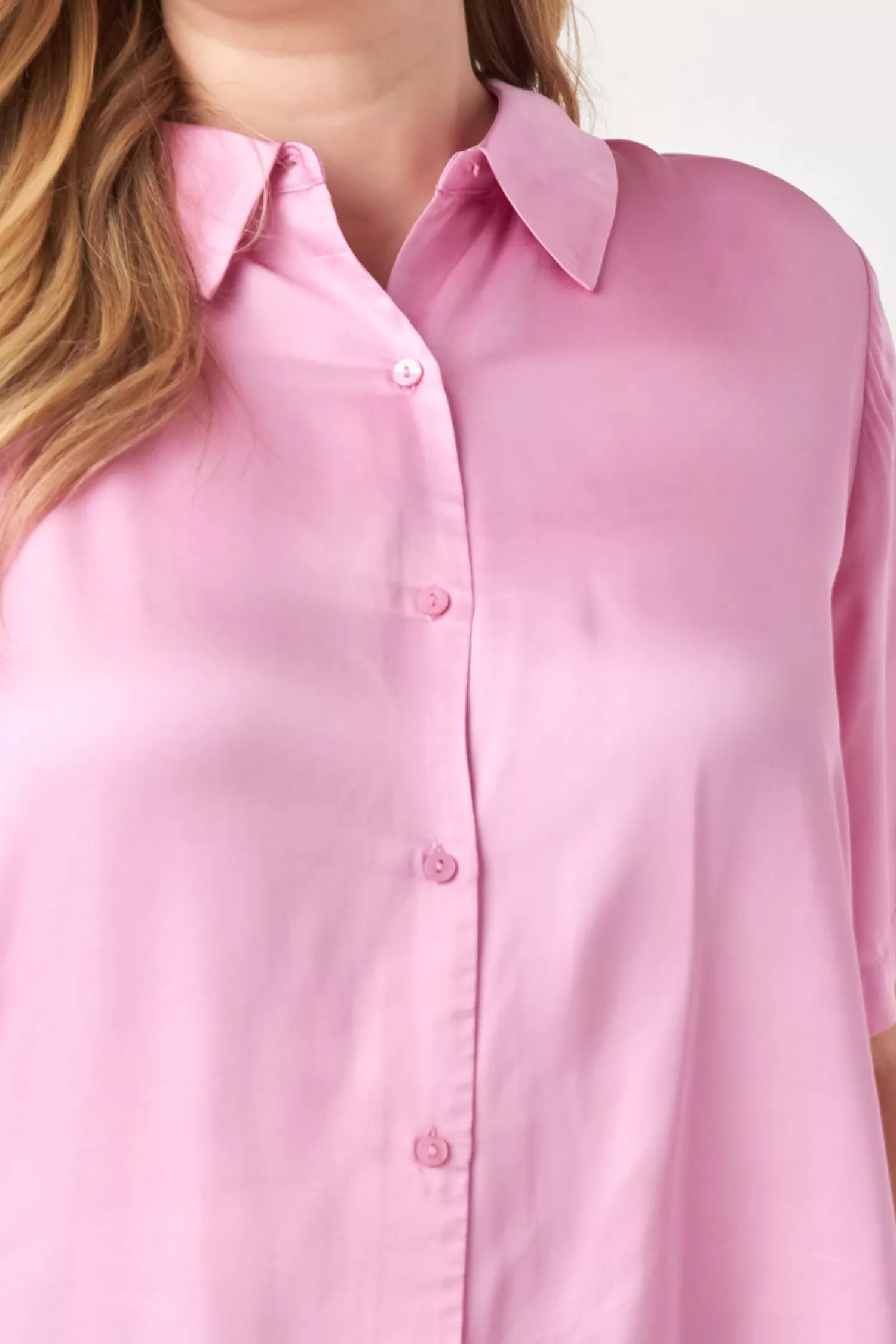 New Plus Size Satin Short Sleeve Shirt Plus Size | Tops