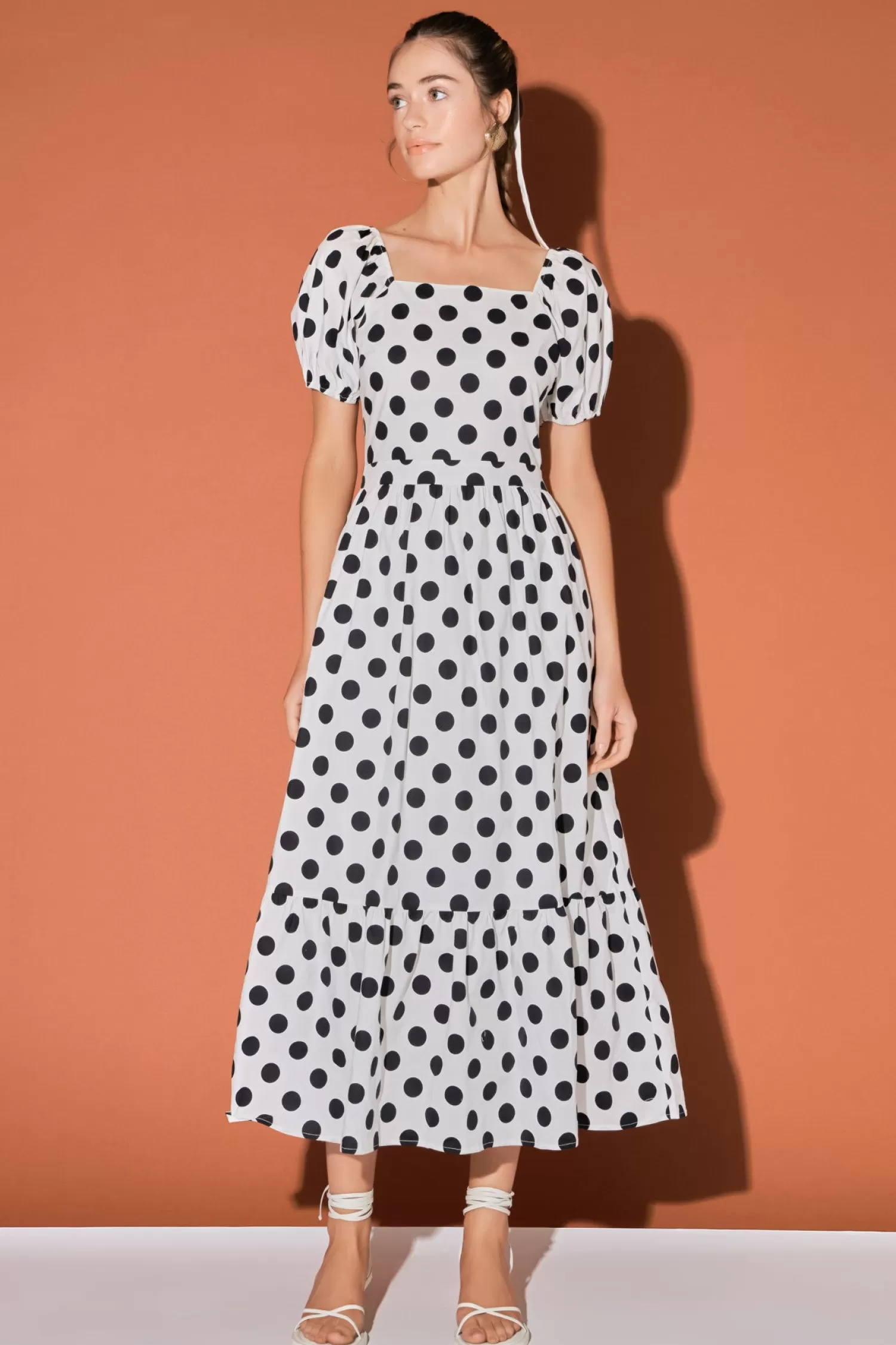 Best Polka Dot Puff Sleeve Maxi Dress Date Night Dreams | Maxi Dresses