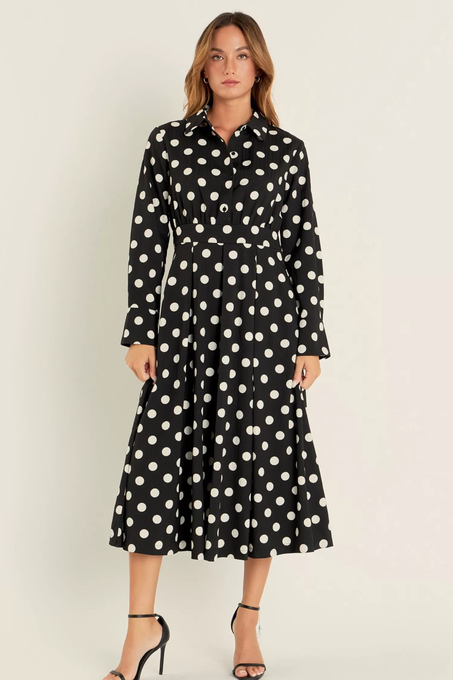 Online Polka Dot Shirt Dress Midi Dresses | Tops