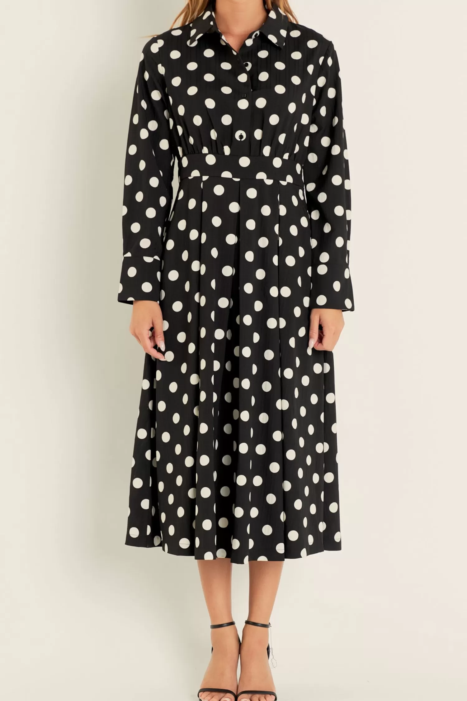 Online Polka Dot Shirt Dress Midi Dresses | Tops