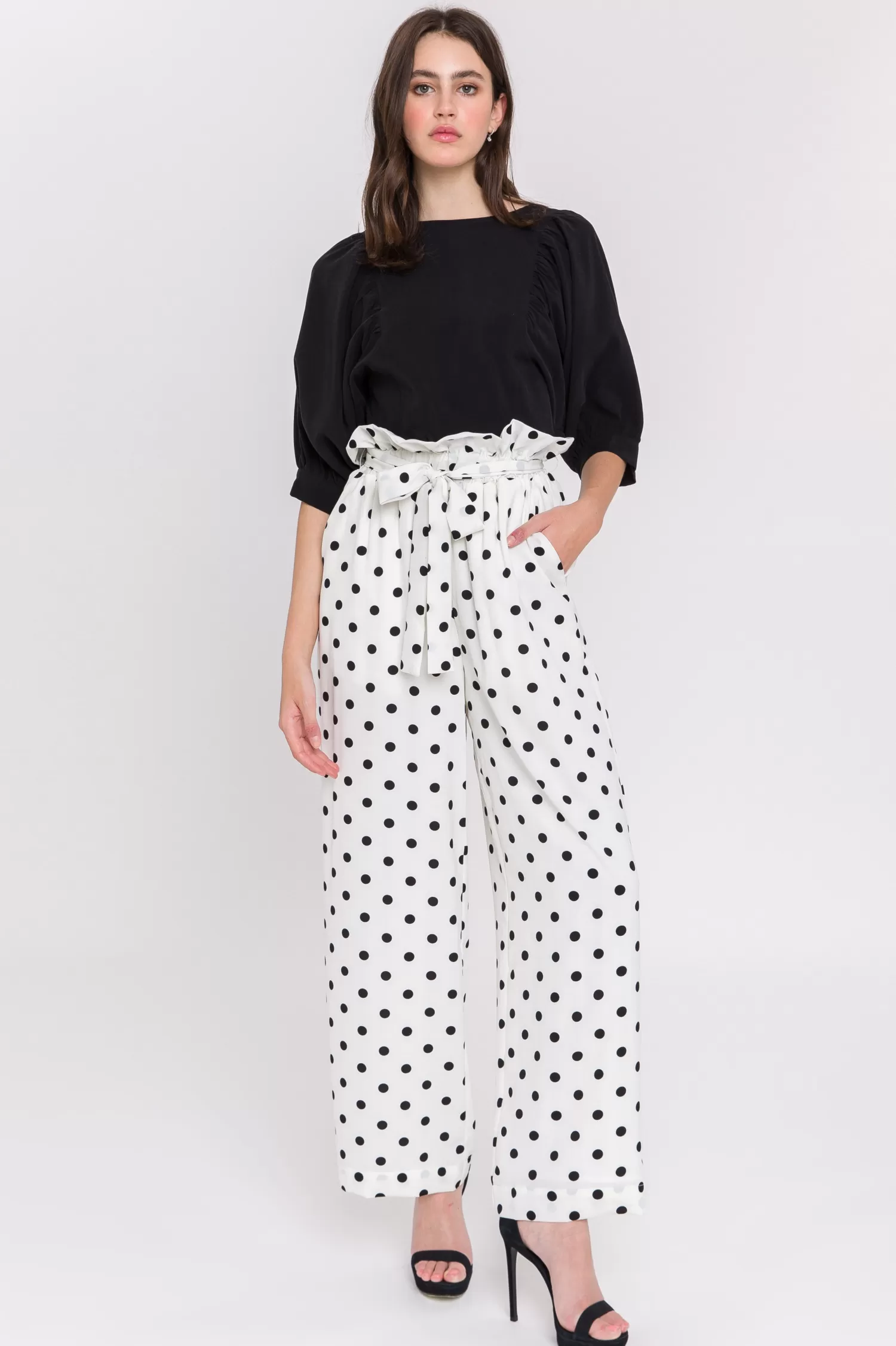 Cheap Polka Dot Wide Pants Pants | Bottoms