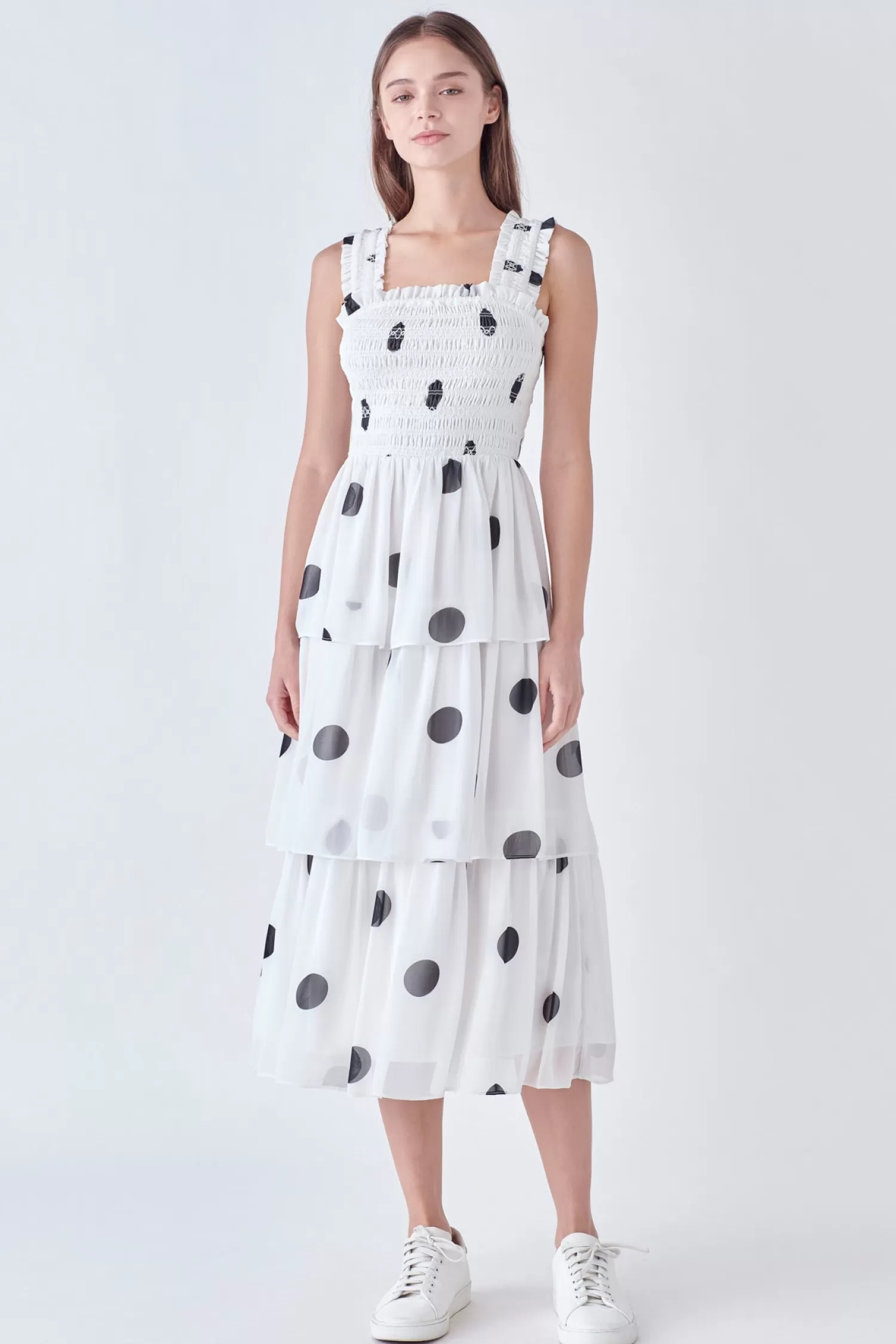 Outlet Polka-dot Midi Dress Date Night Dreams | Bridal Shower Glam