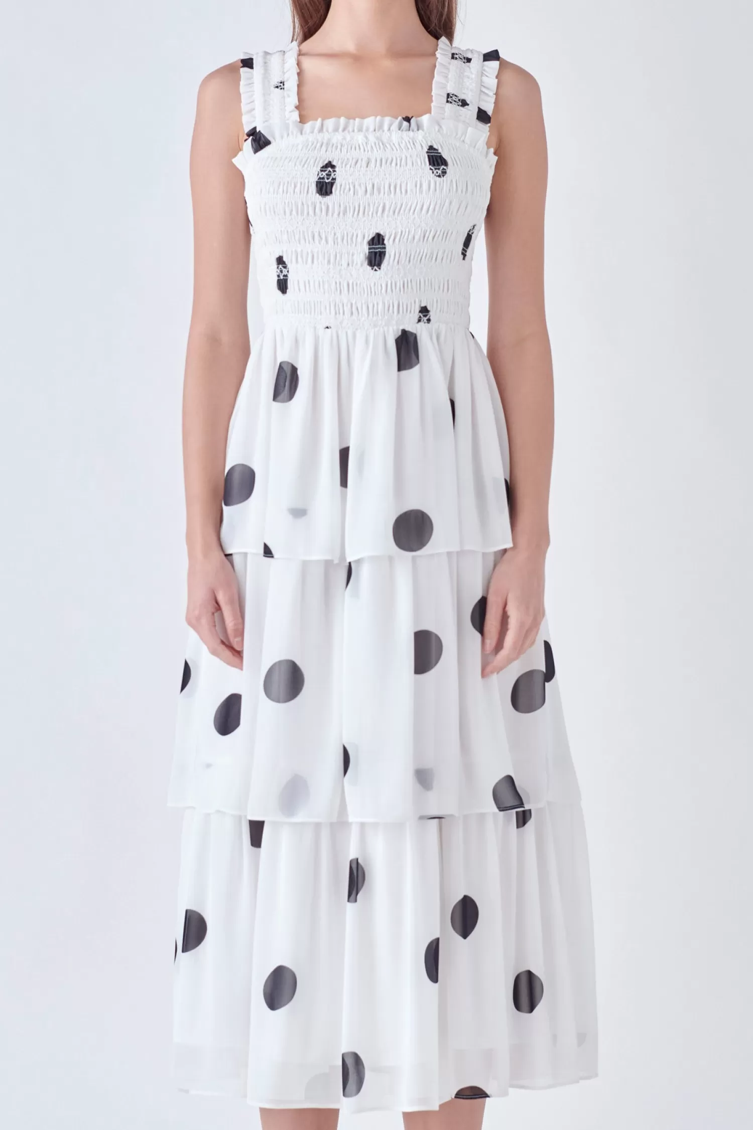 Outlet Polka-dot Midi Dress Date Night Dreams | Bridal Shower Glam