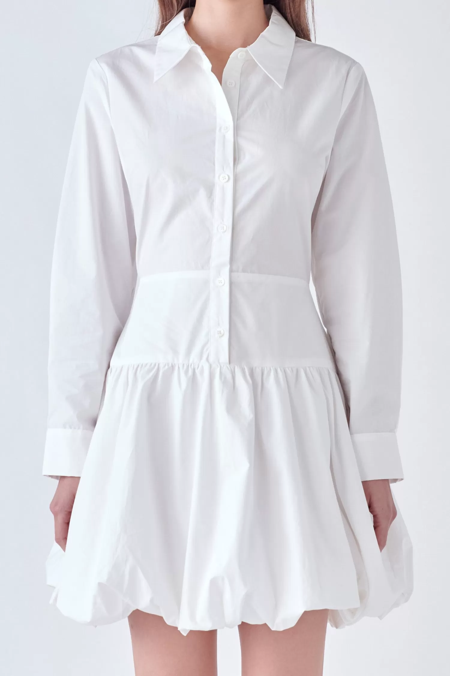 Cheap Poplin Shirt Dress with Bubble Hem Date Night Dreams | Bridal Shower Glam