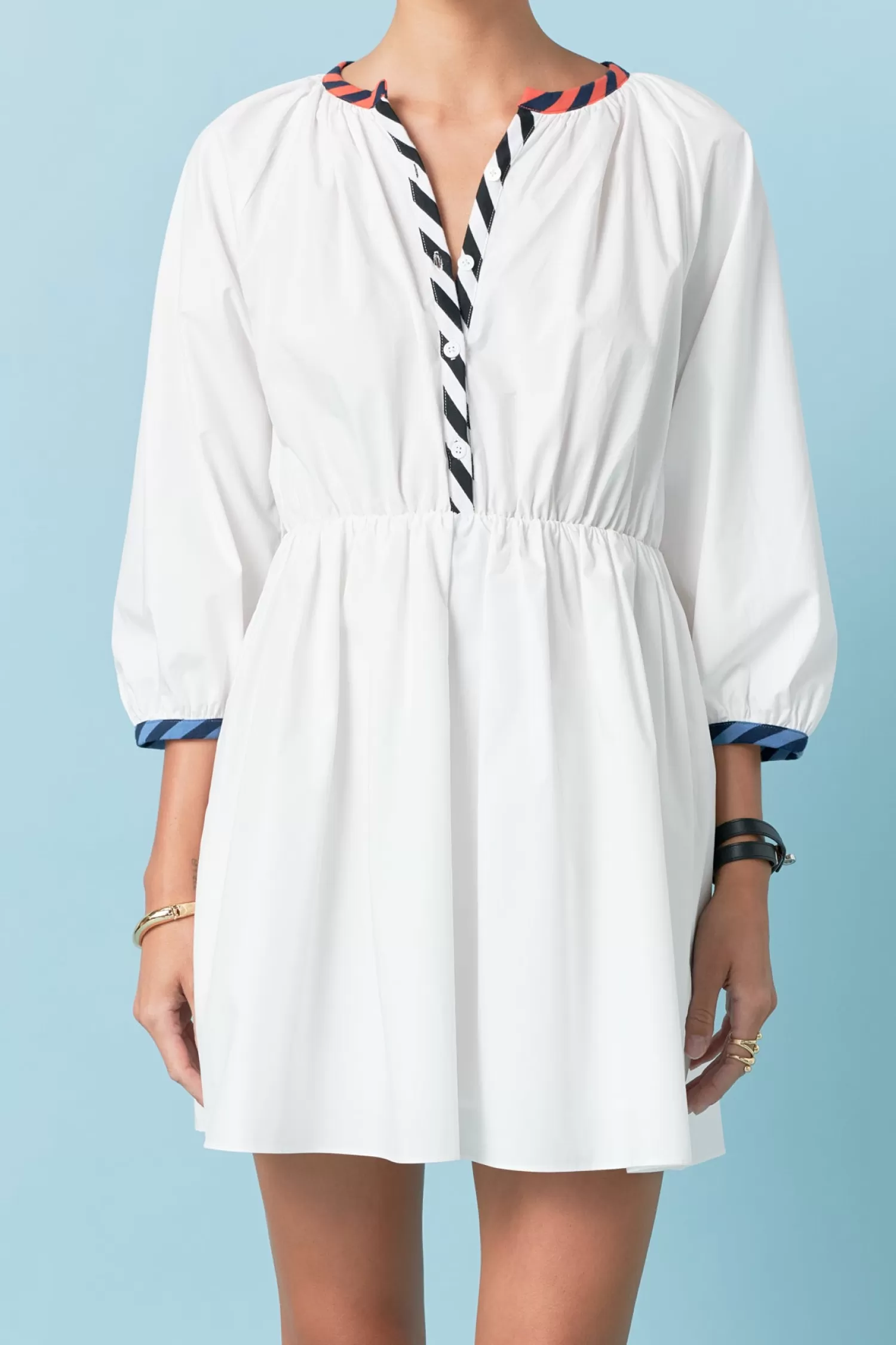 Flash Sale Poplin Shirt Dress with Striped Binding Mini Dresses | Shirt Dresses