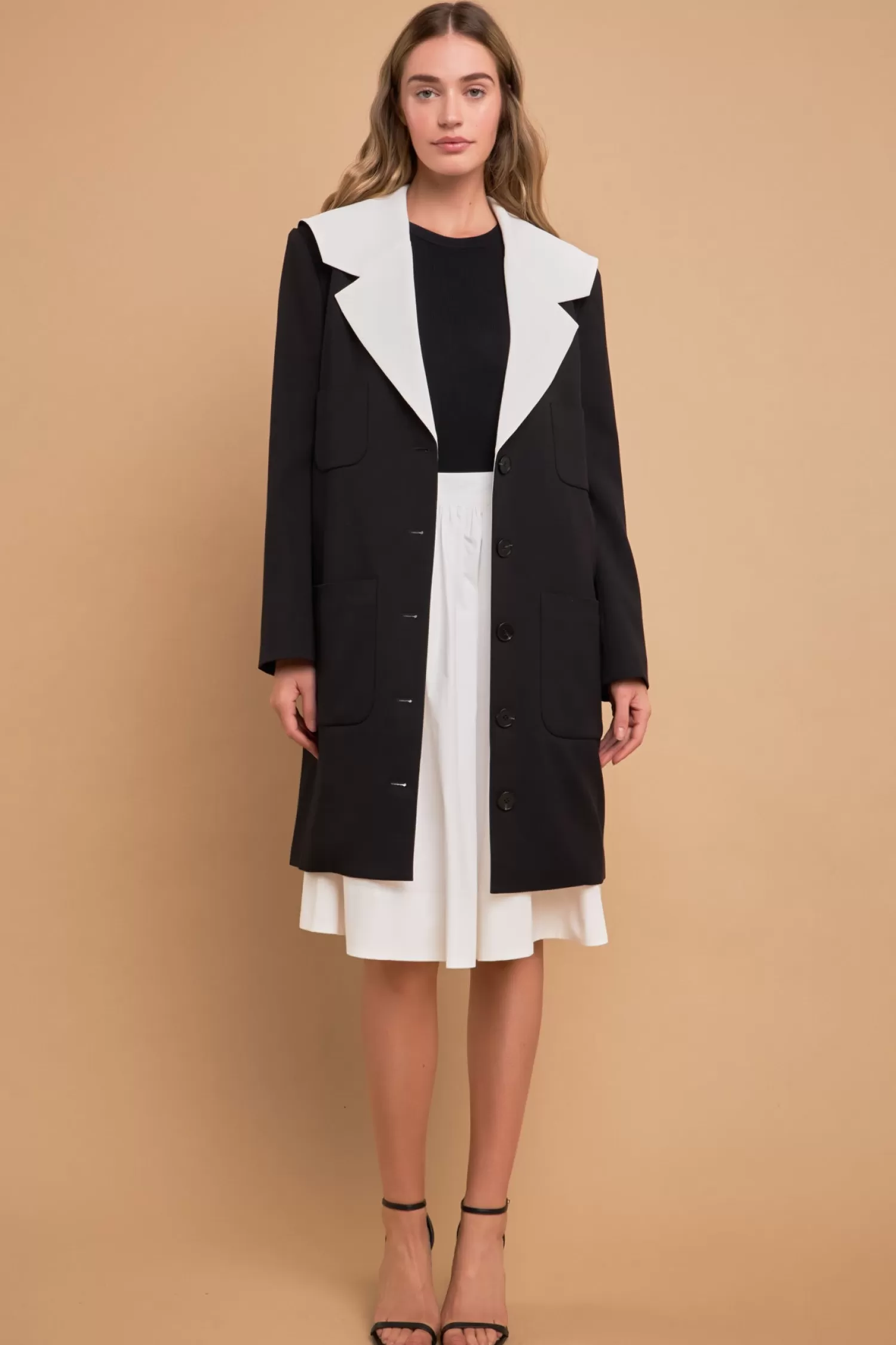 Shop Premium Coat with Contrast Sailor Collar Premium | Career Closet