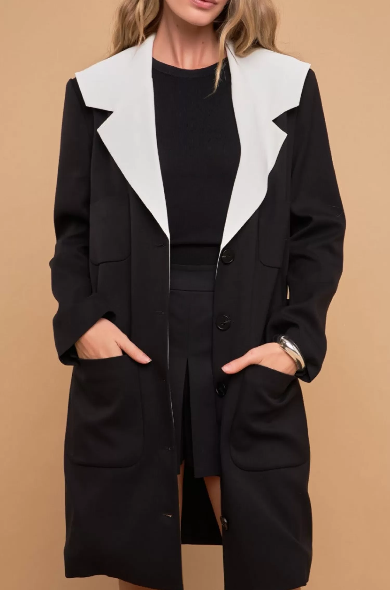 Shop Premium Coat with Contrast Sailor Collar Premium | Career Closet