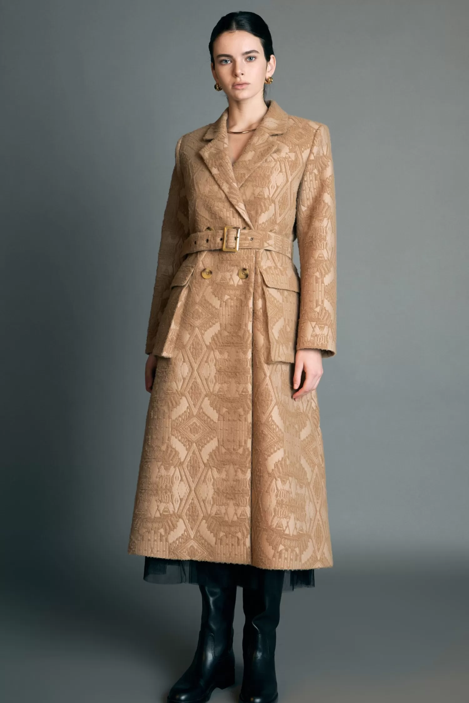 Clearance Premium Wool Brocade Swing Coat Premium | Career Closet