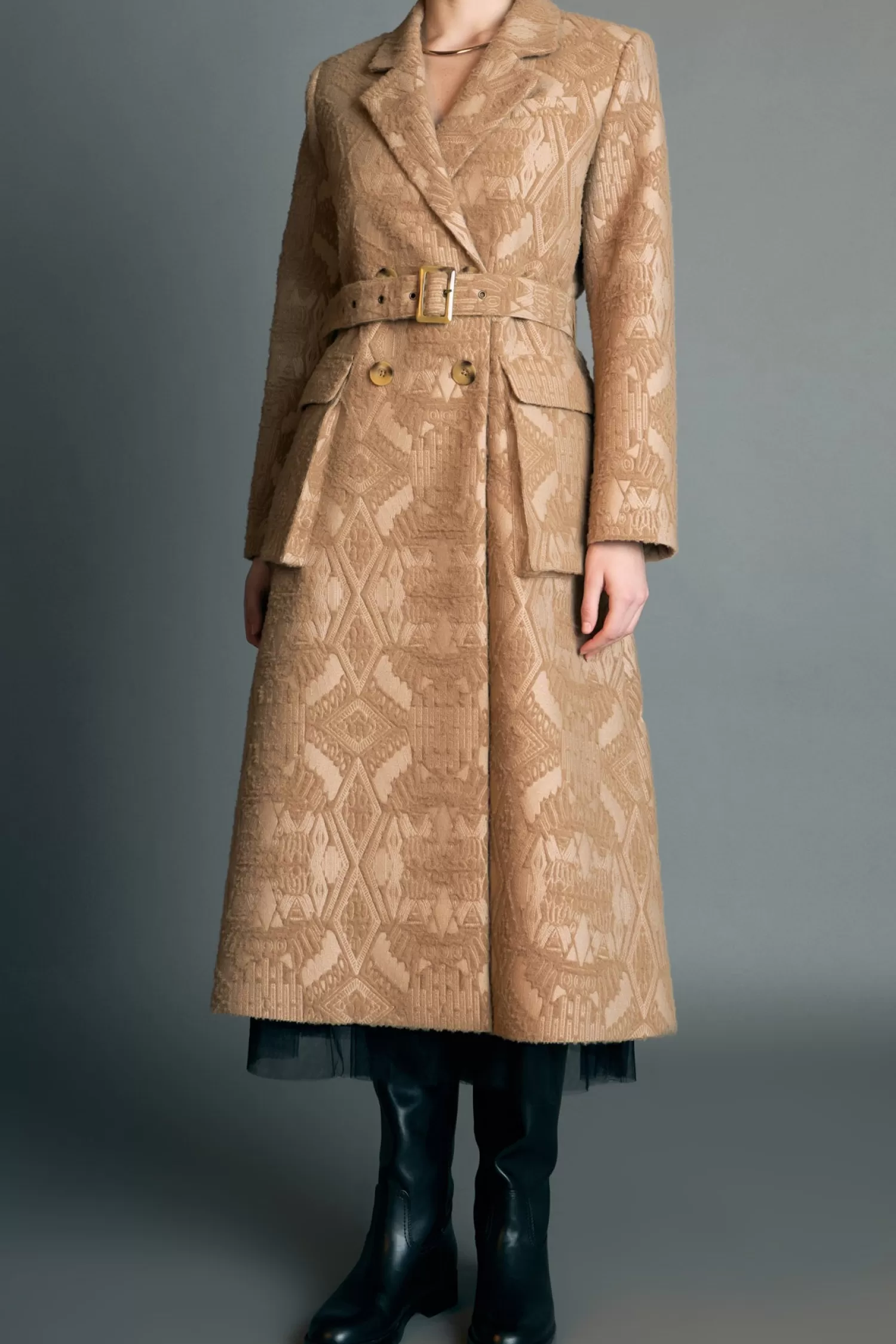 Clearance Premium Wool Brocade Swing Coat Premium | Career Closet