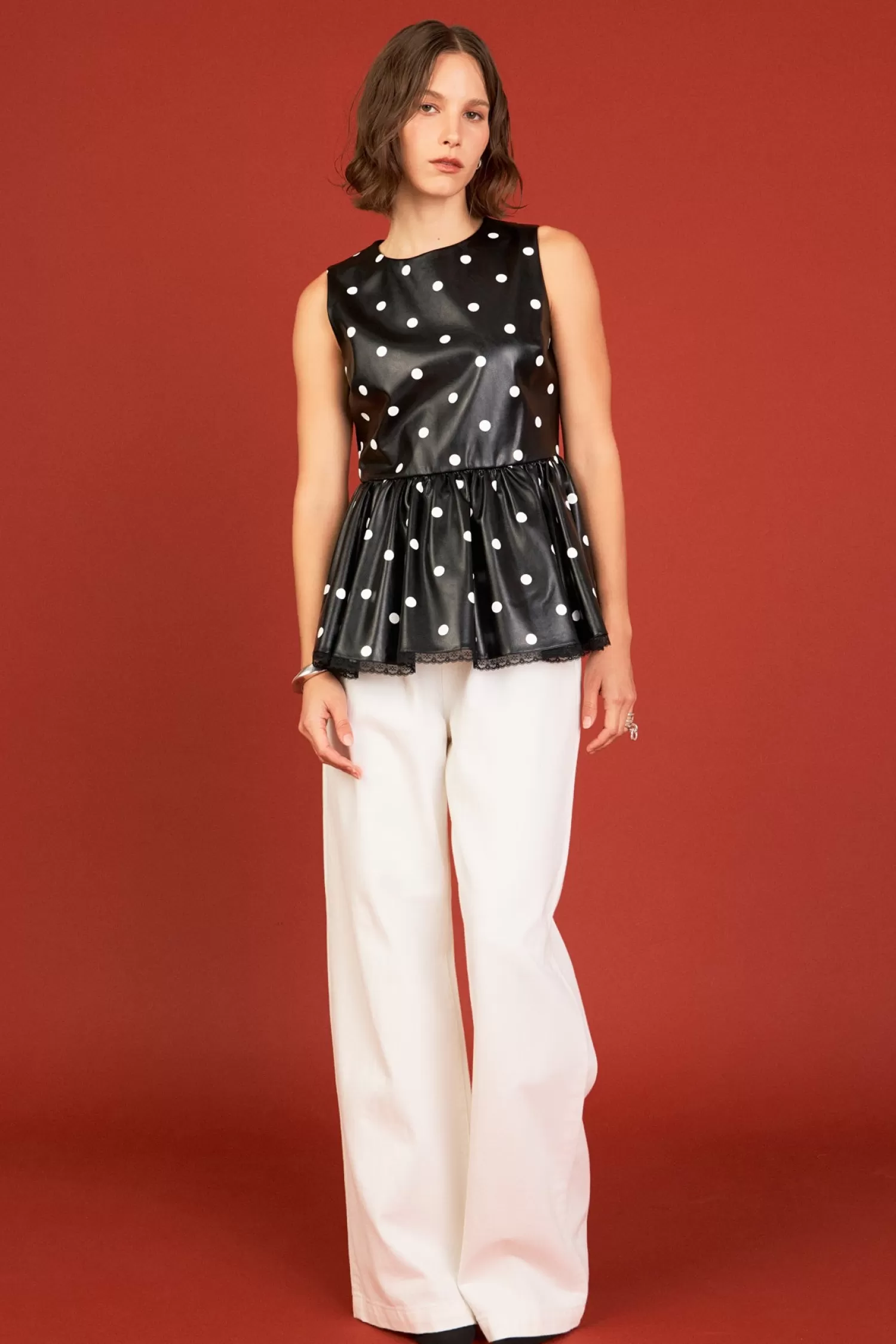 Shop Pu Polka Dot Top Tops | Matching Sets