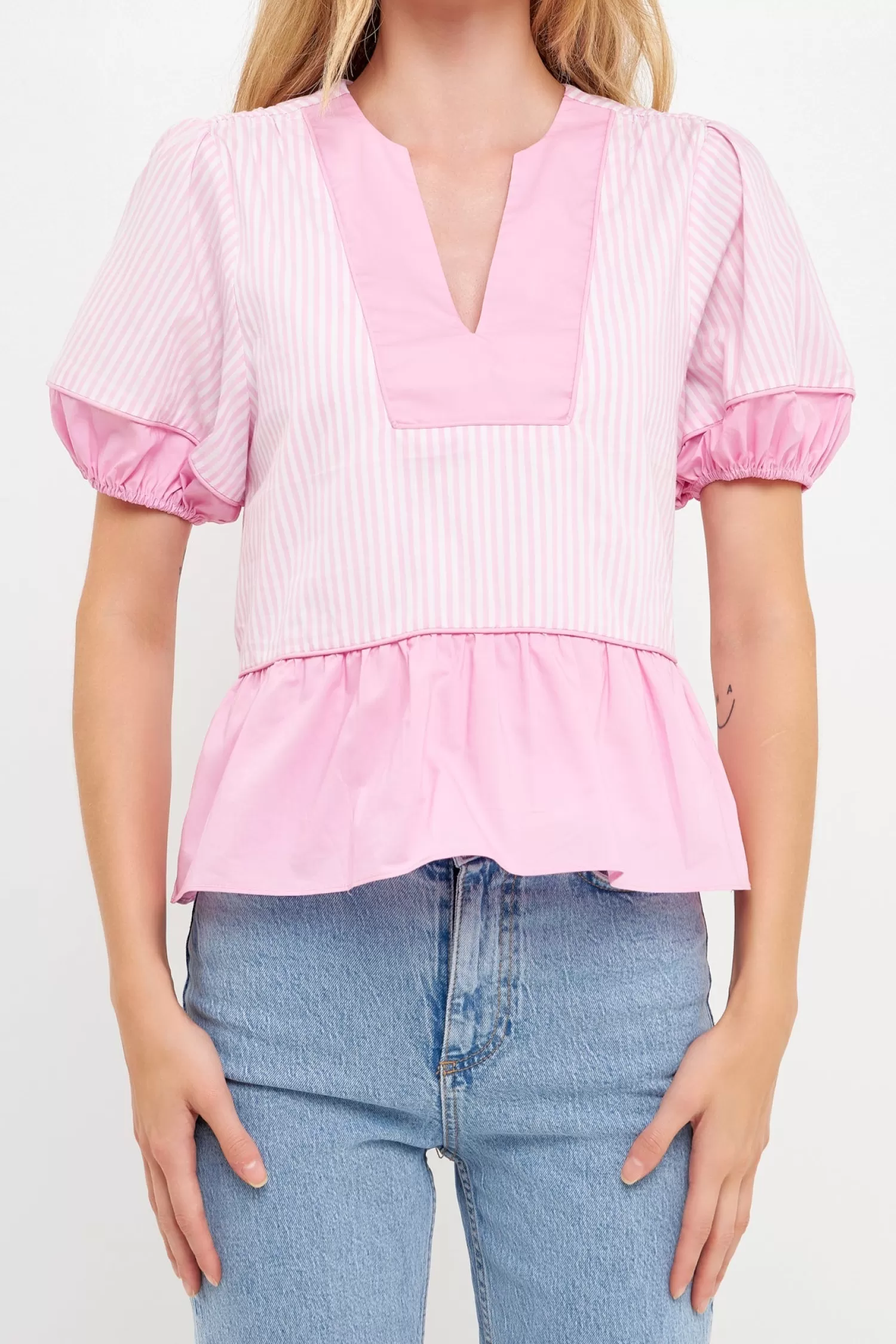 Shop Puff Sleeve Peplum Top Best Sellers | Stripe Wonders