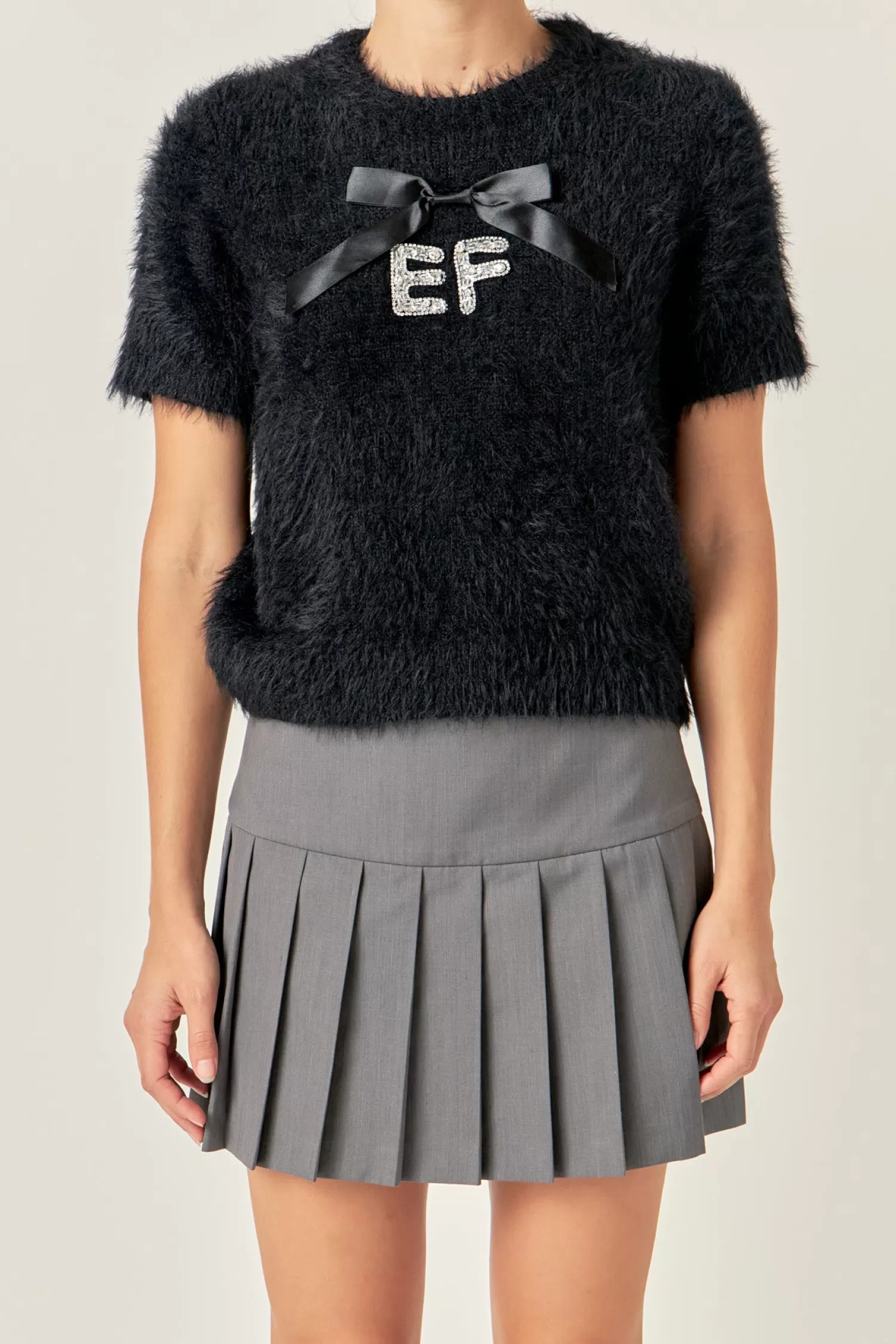 Online Rhinestone EF Logo Knit Tops | Sweaters & Knits