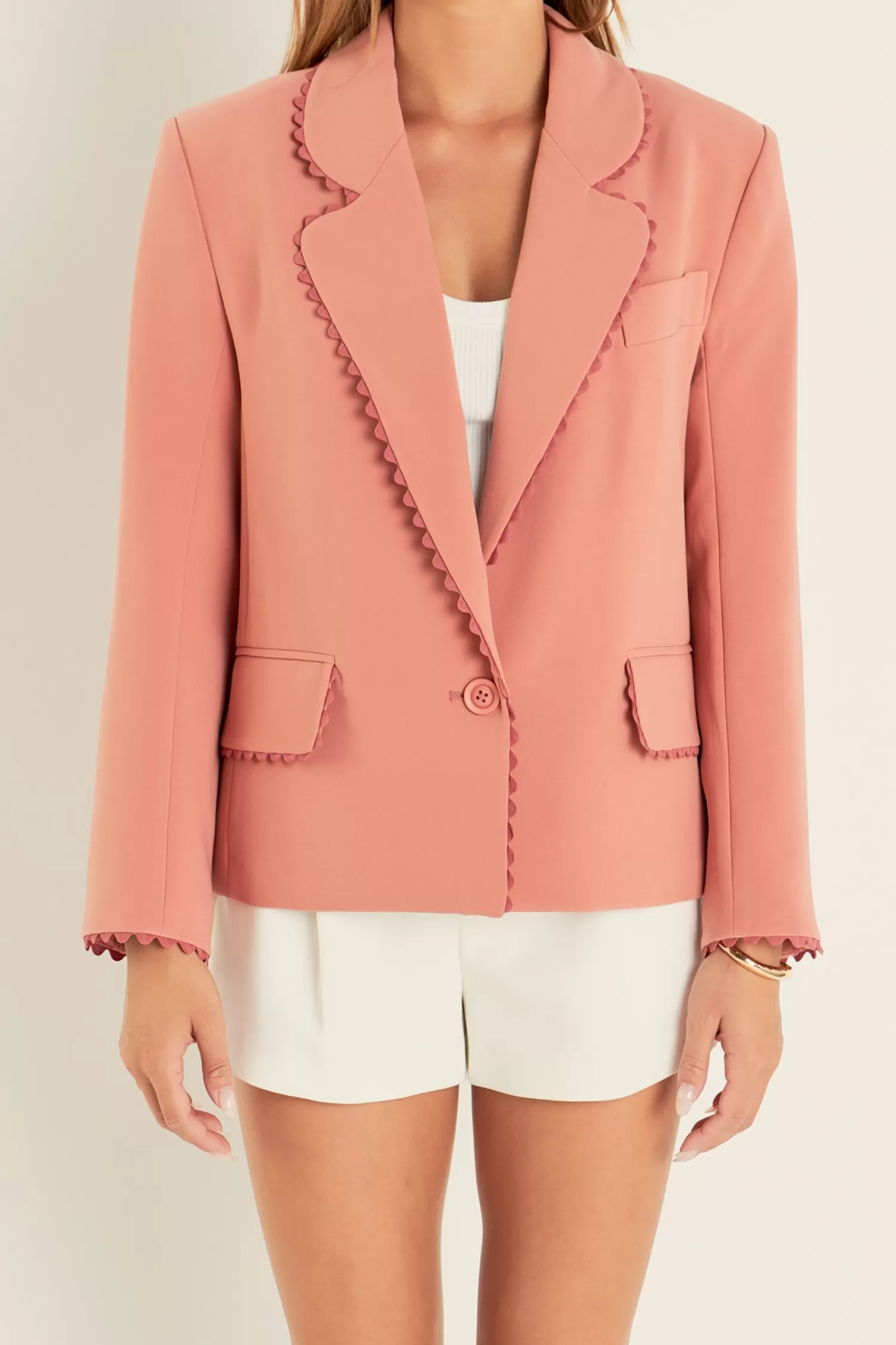 Store Rickrack Edge Blazer Old Money Aesthetic | Career Closet