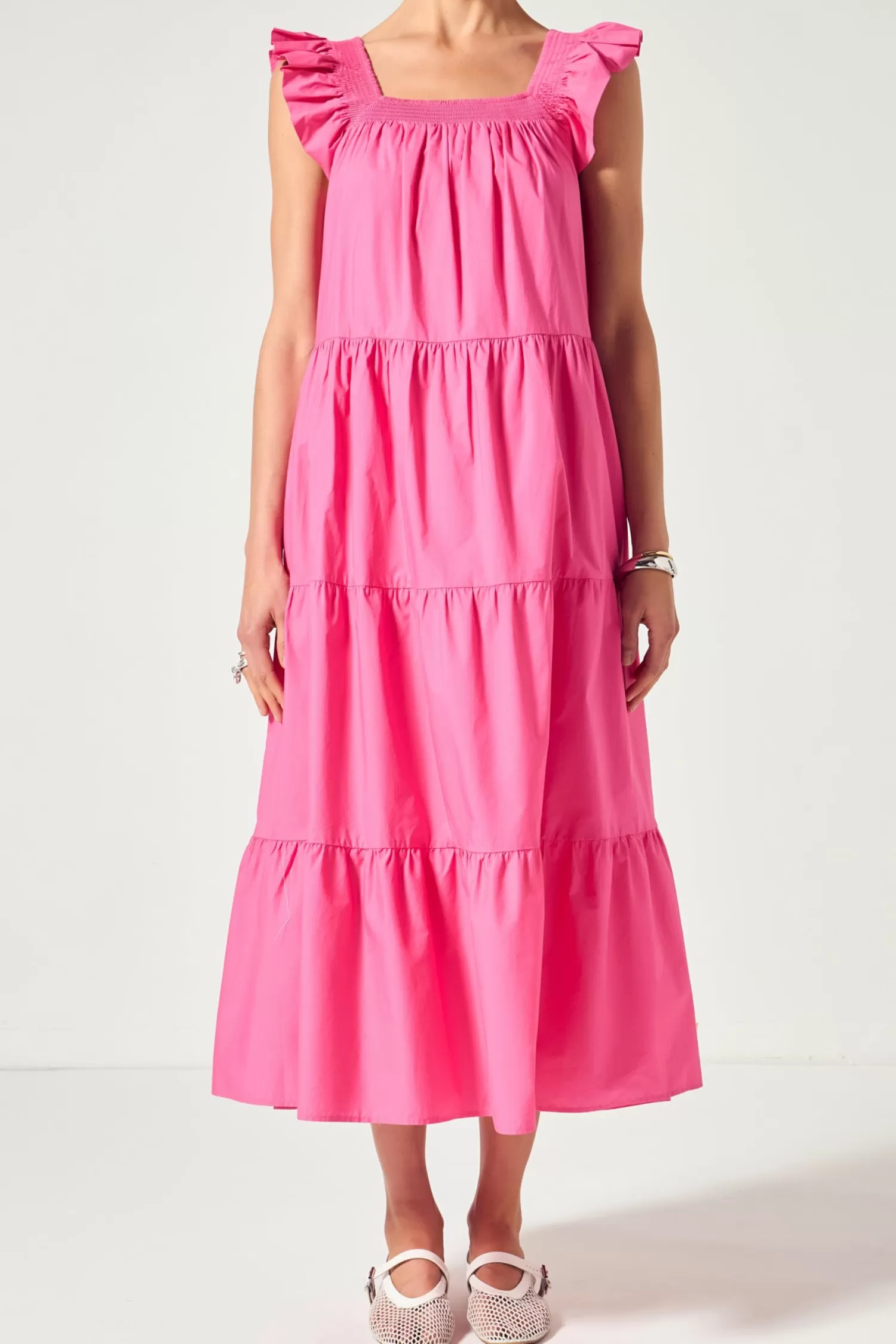 Cheap Ruffle Detail Midi Dress Dresses