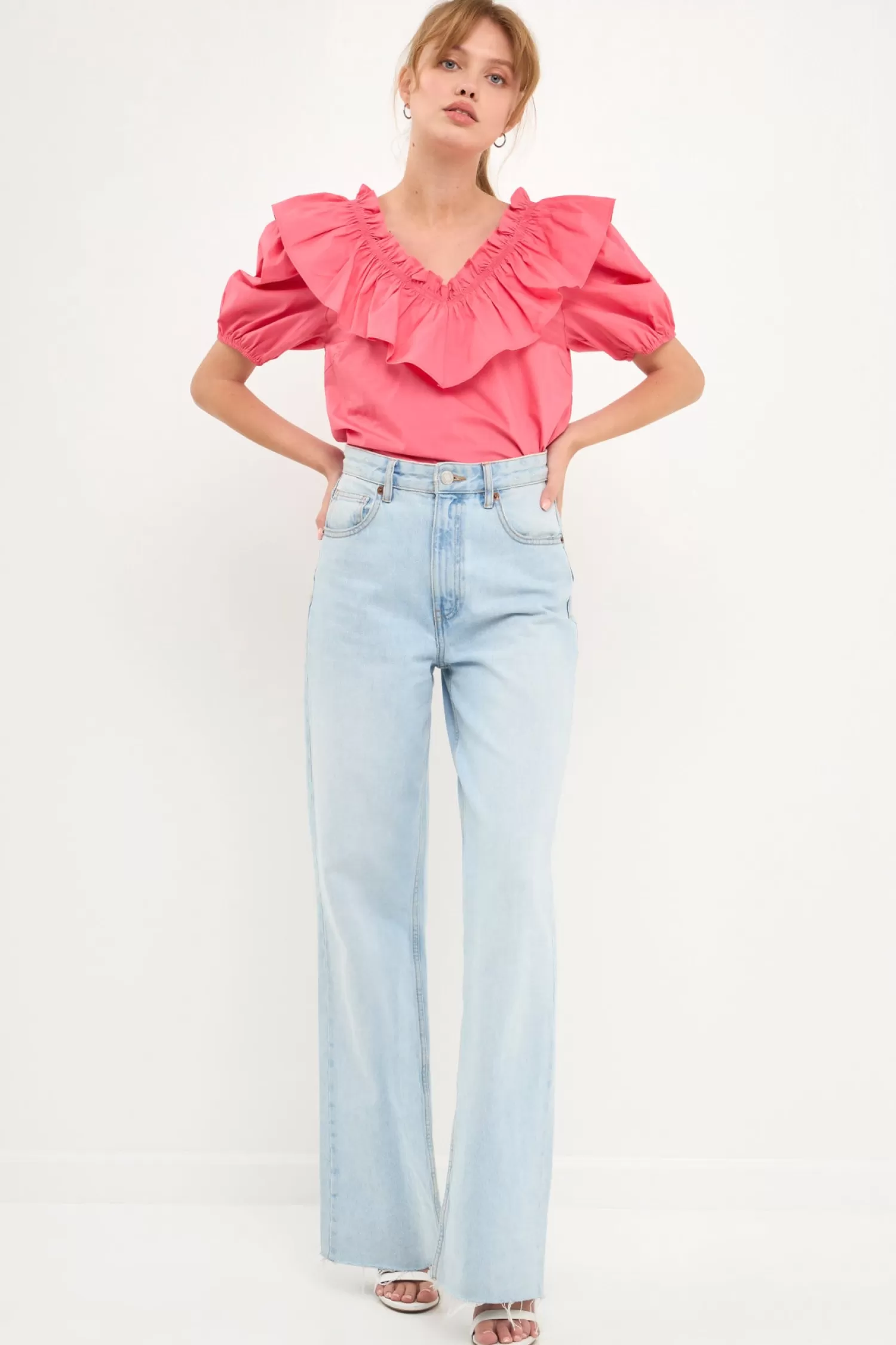 Discount Ruffle Detail Puff Sleeve Top Puff Sleeve Perfection | Tops