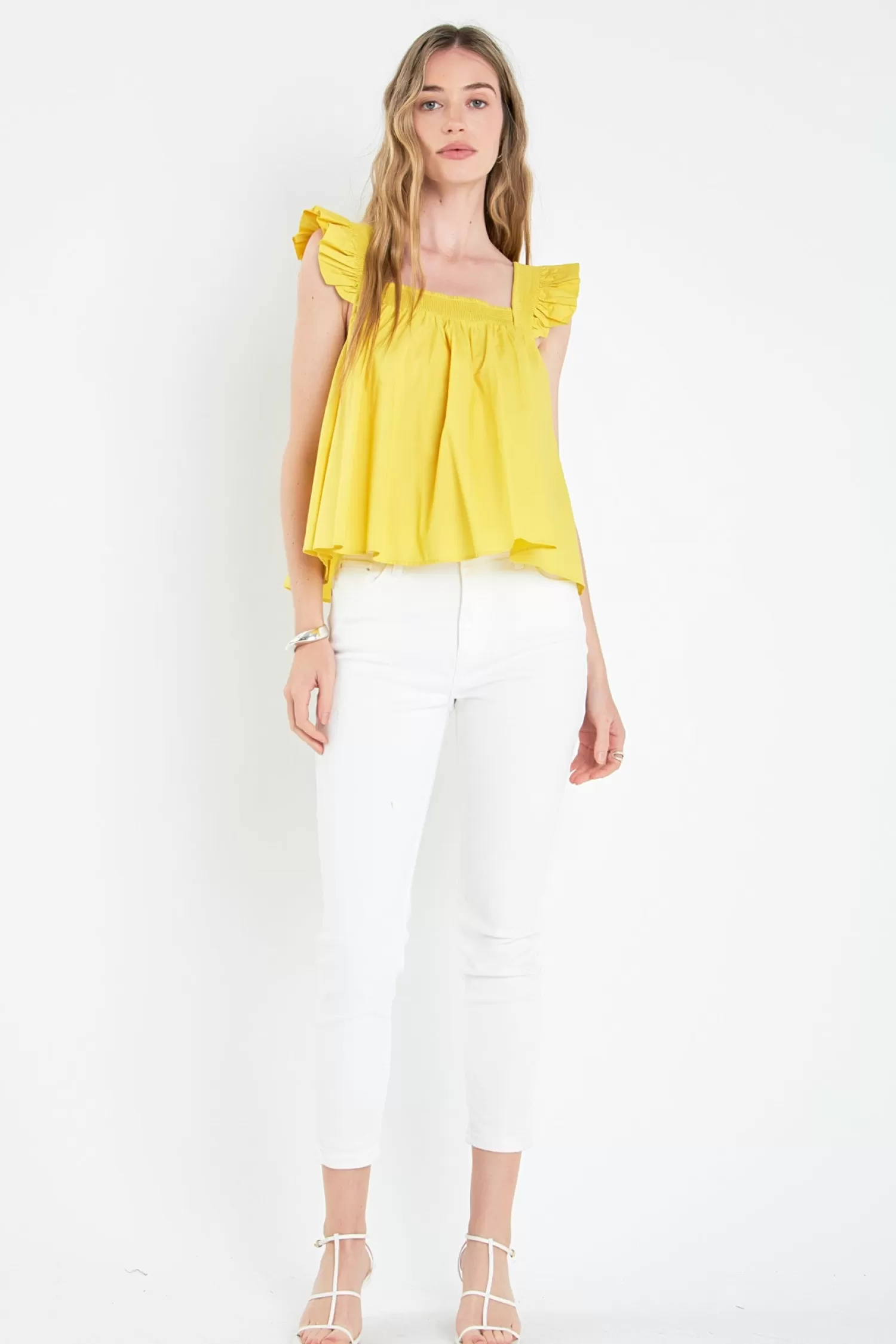 Outlet Ruffle Detail Square Neck Top Night Out | Tops