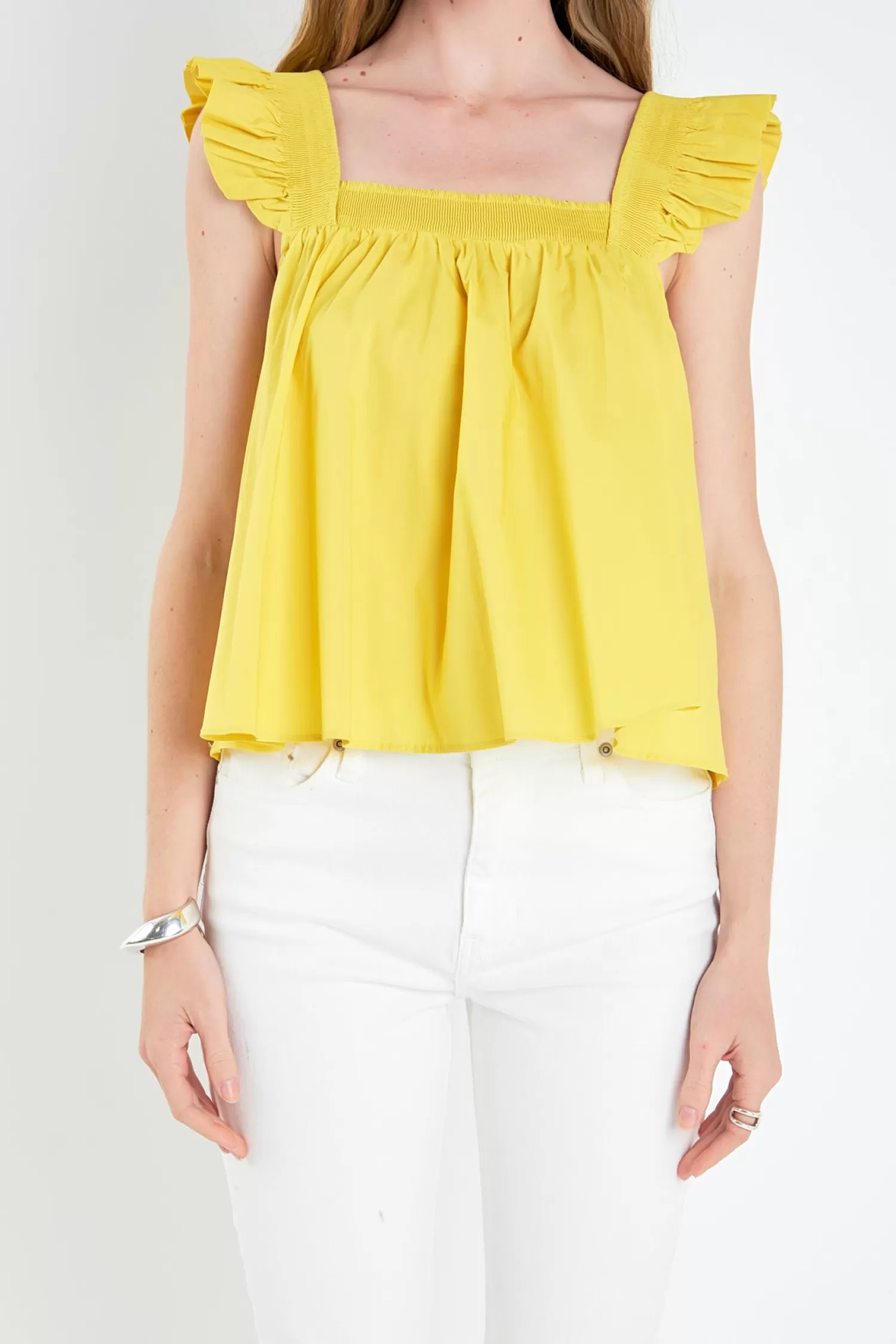 Outlet Ruffle Detail Square Neck Top Night Out | Tops