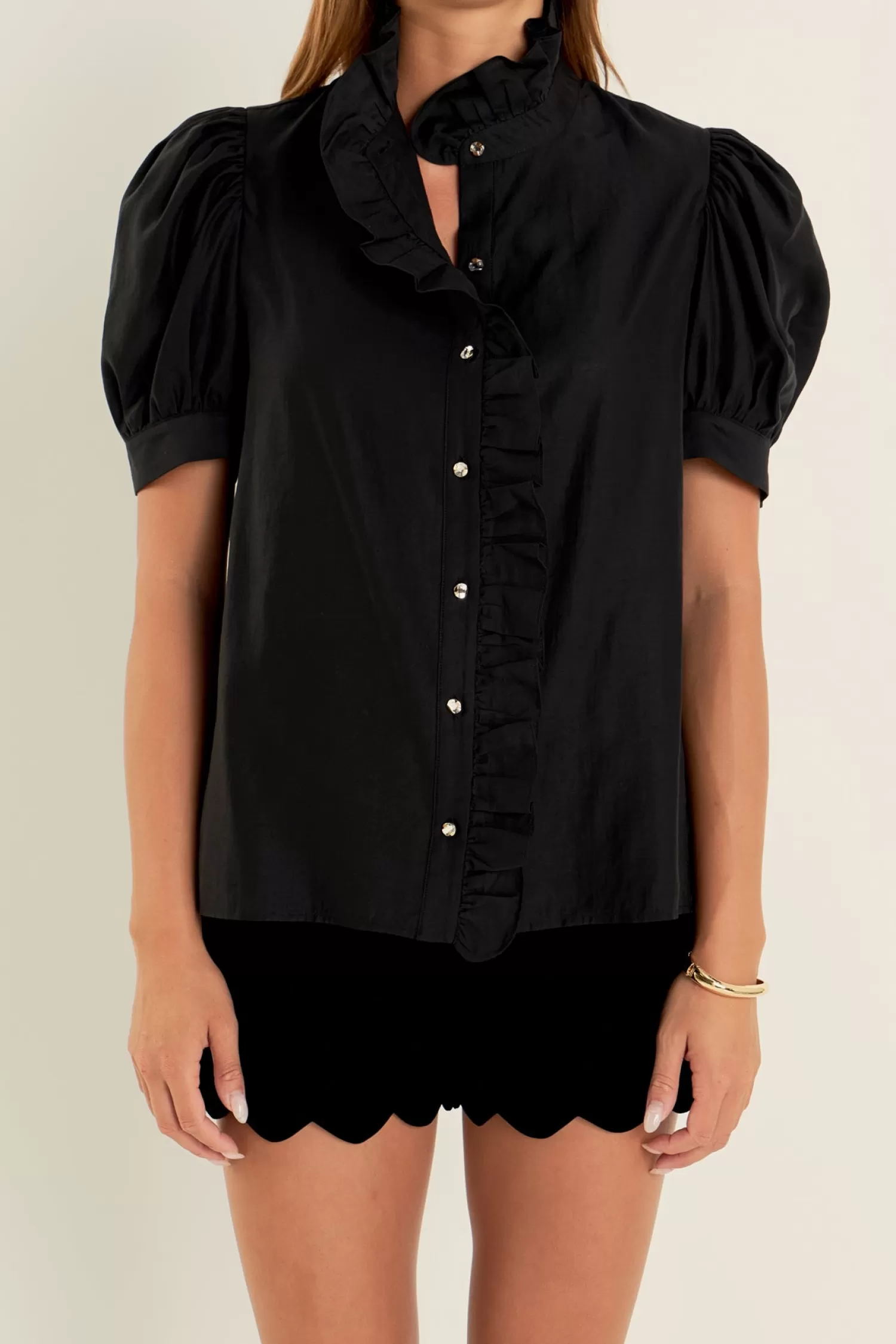 Store Ruffle Pointed Blouse Tops