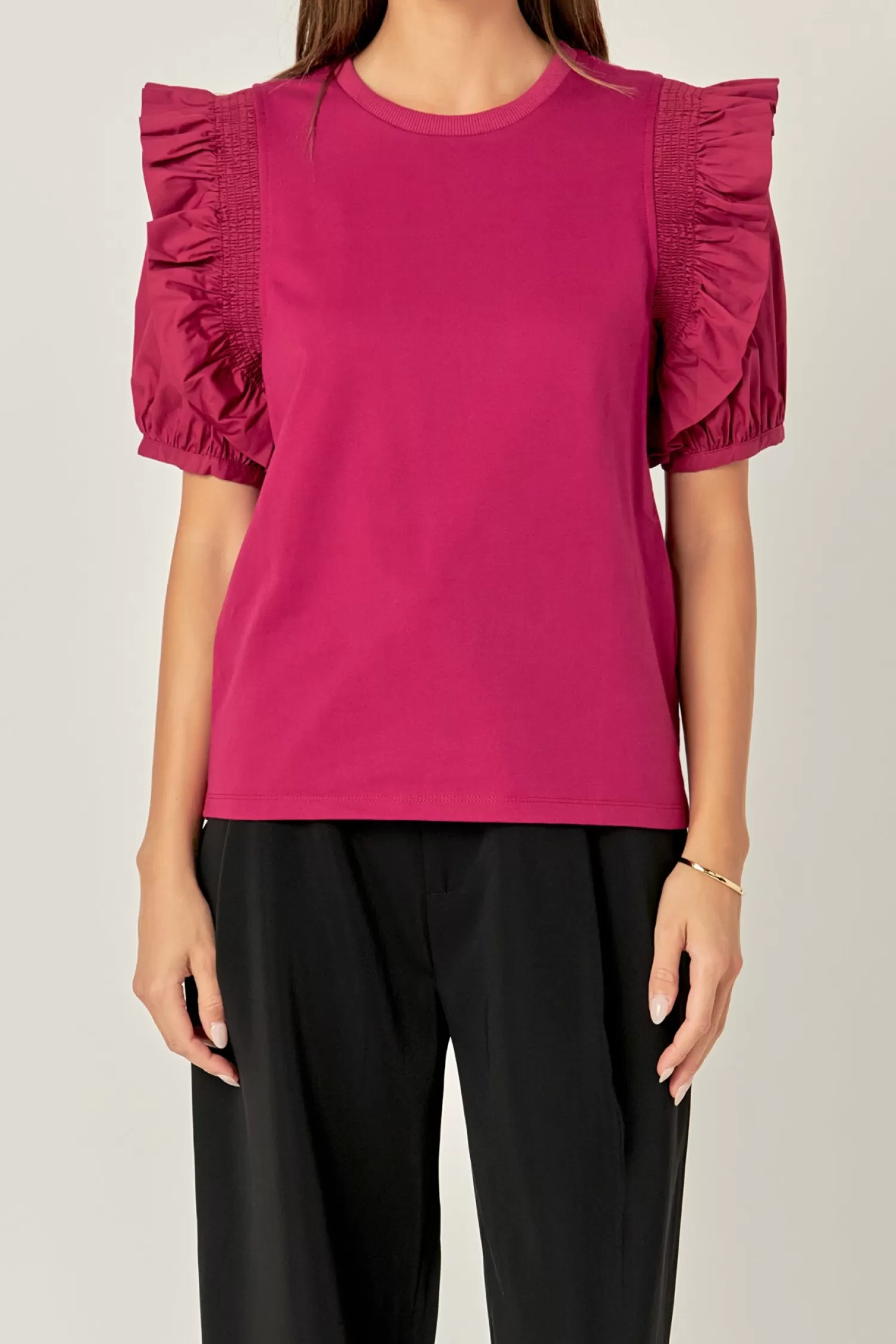 Online Ruffle Sleeve T-Shirt Frills And Thrills | Puff Sleeve Perfection